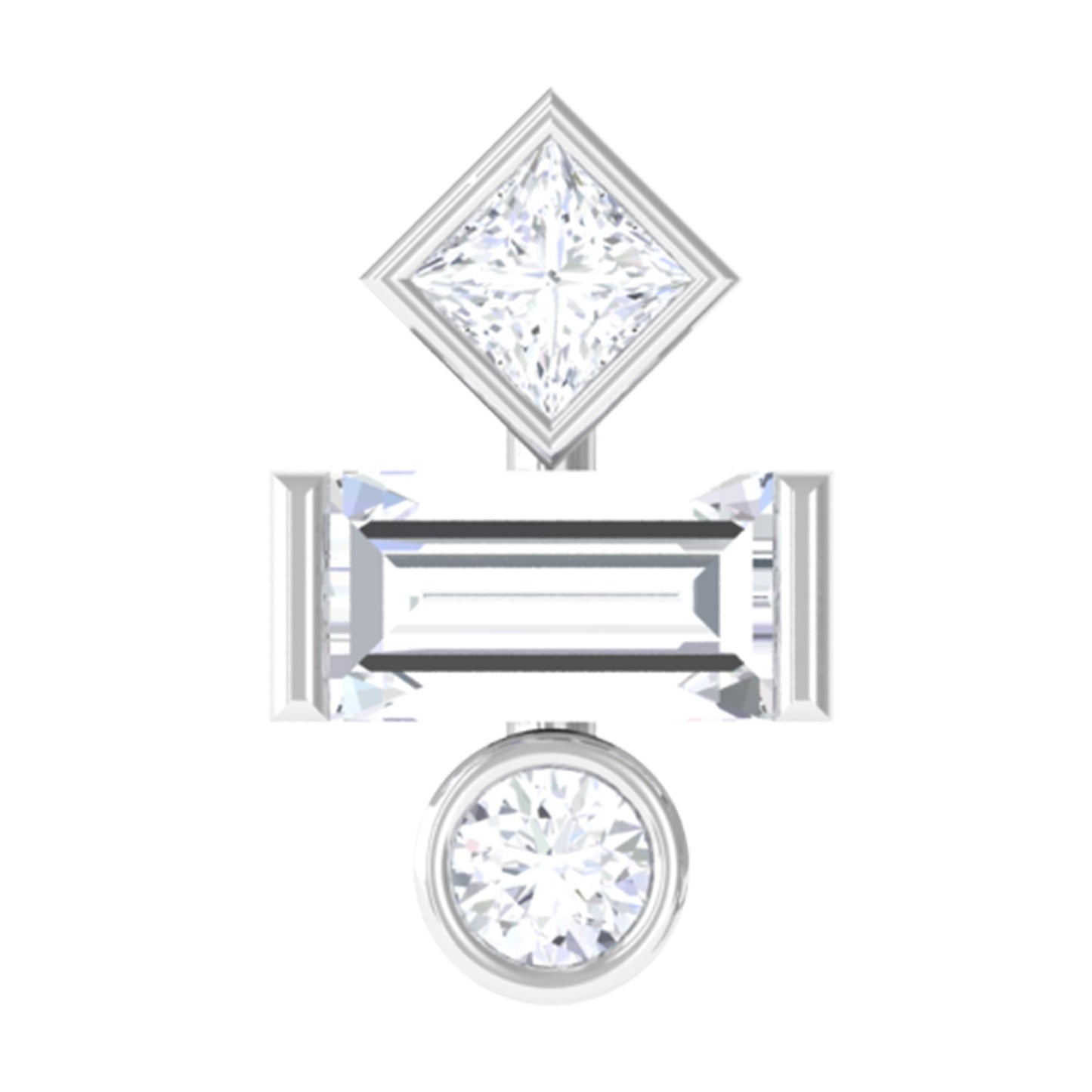 Certified Moissanite Three Stone Earring for Tragus Piercing