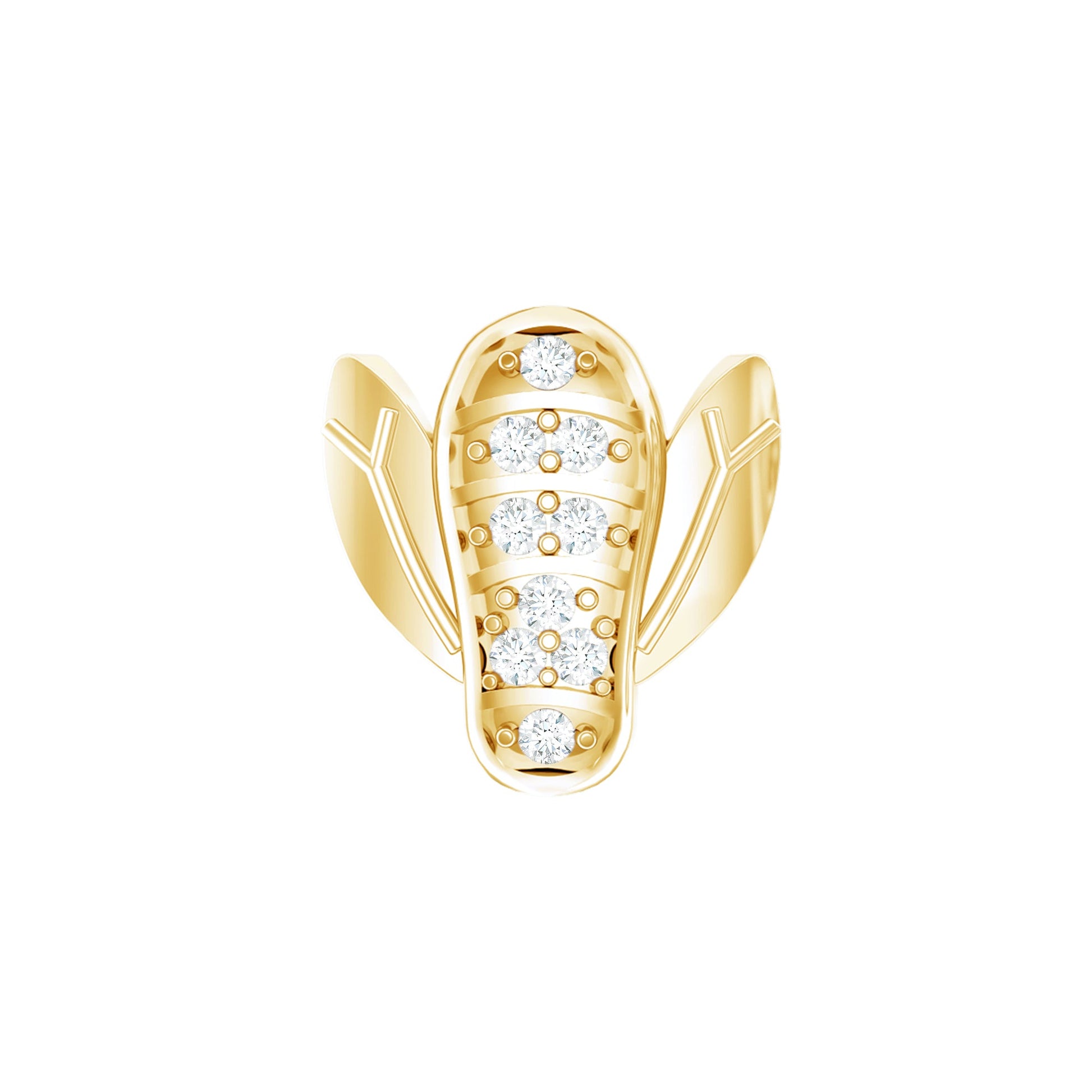 Gold flip-flop shoe charm with embedded diamonds on a white background