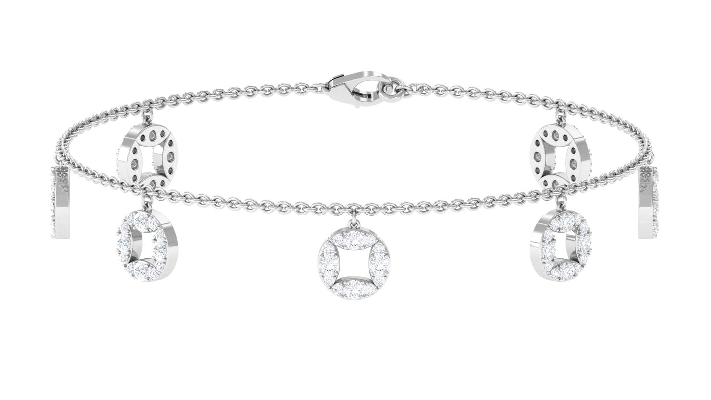 Silver anklet with crystal charms on a white background