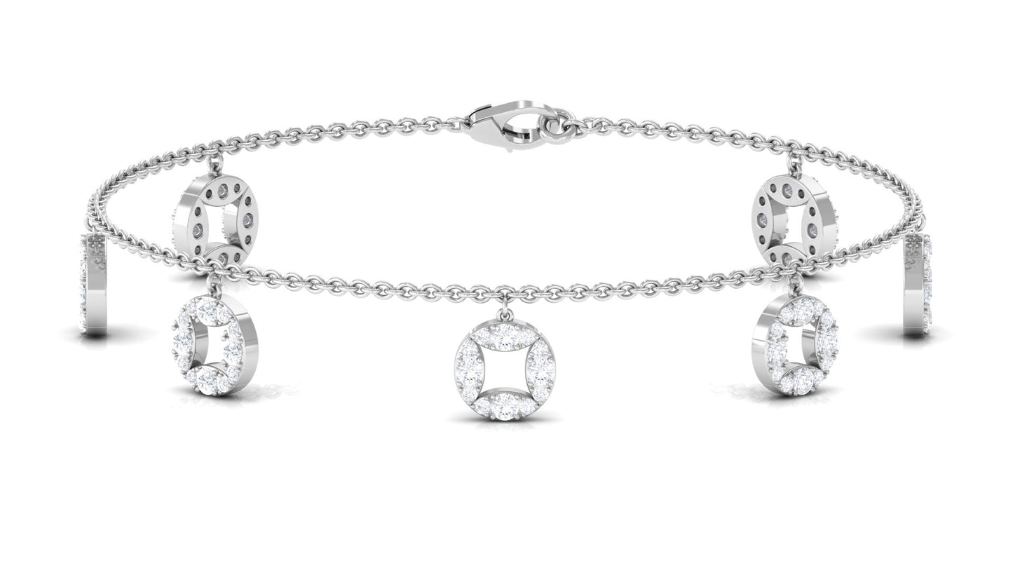 Silver bracelet with diamond-like stones on a white background