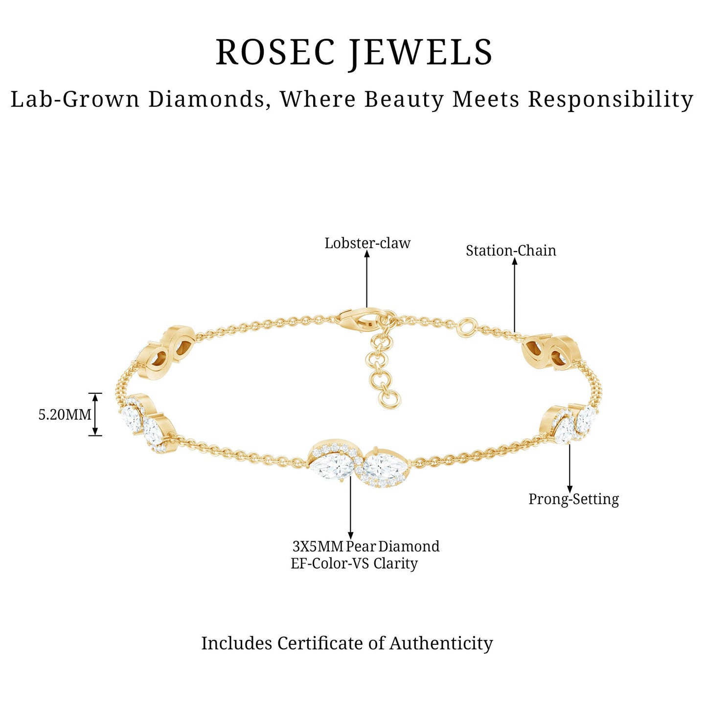 Classic Lab Grown Diamond Station Chain Bracelet