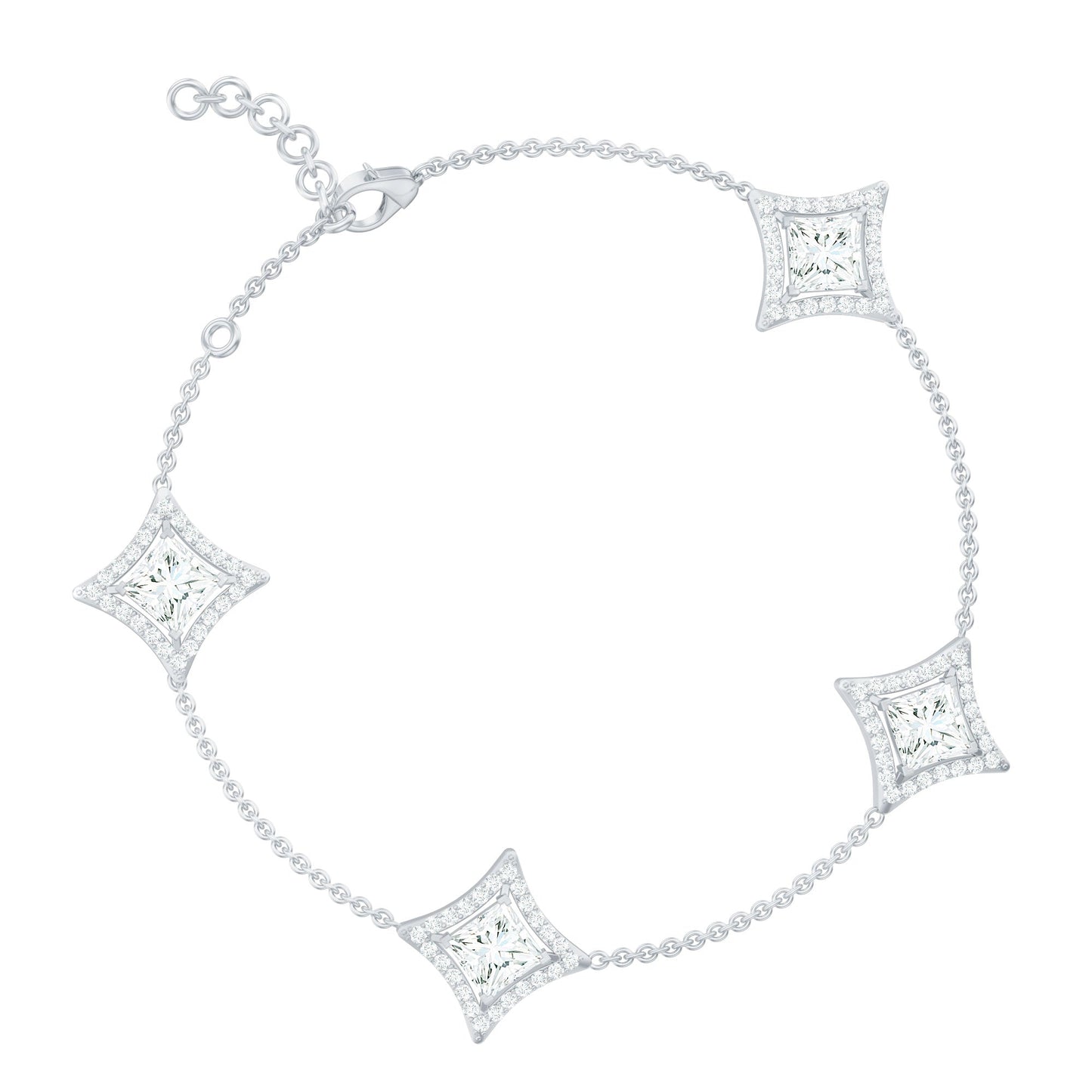 Certified Princess Cut Lab Grown Diamond Bridal Bracelet