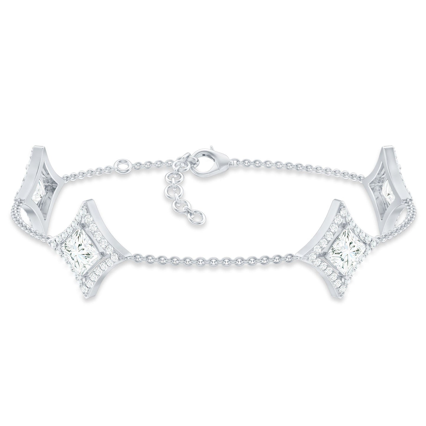 Certified Princess Cut Lab Grown Diamond Bridal Bracelet