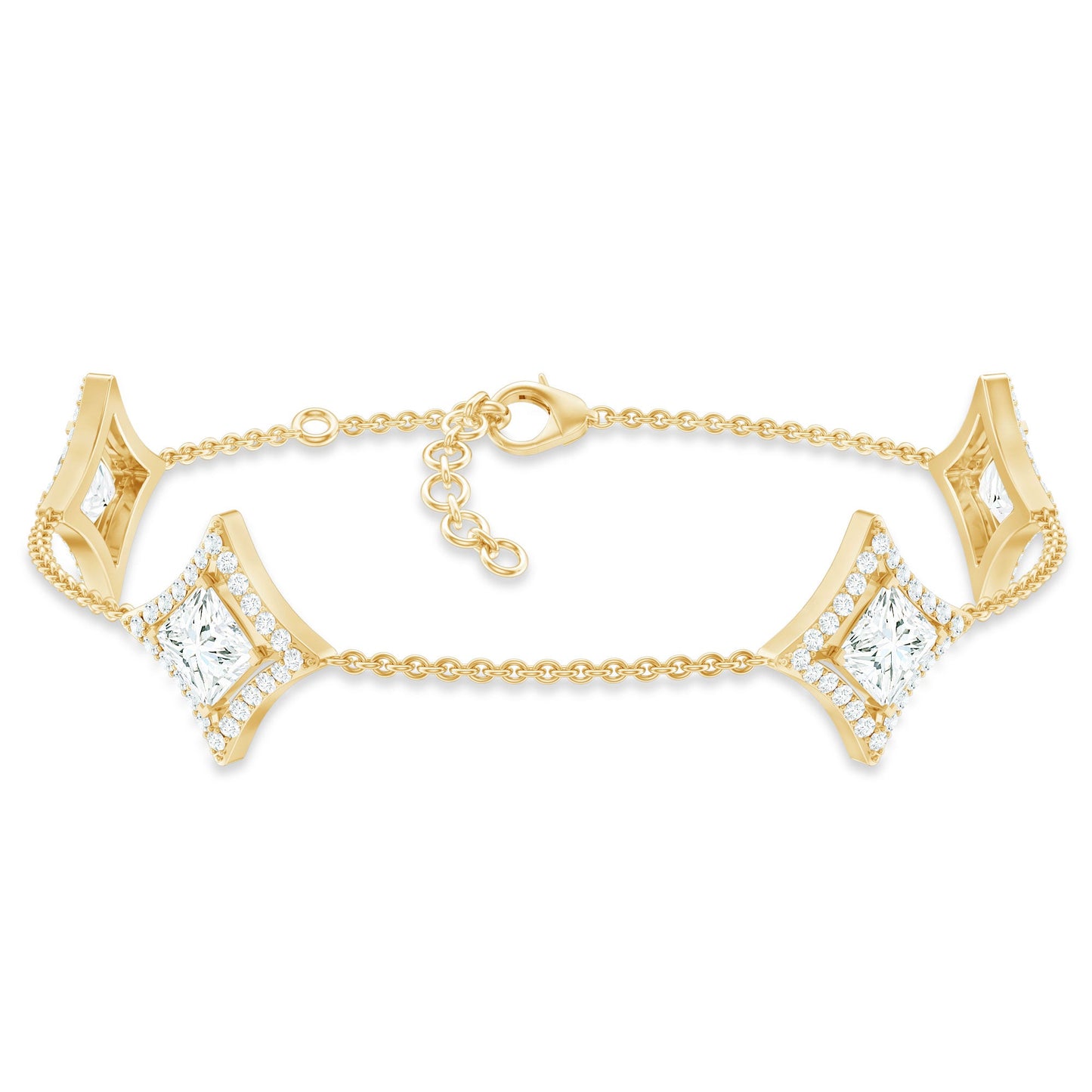 Certified Princess Cut Lab Grown Diamond Bridal Bracelet