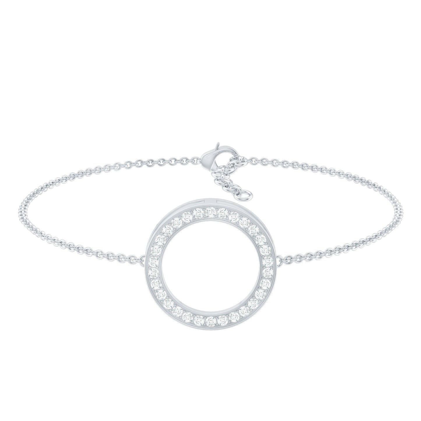 Cubic Zirconia Open Circle Chain Bracelet