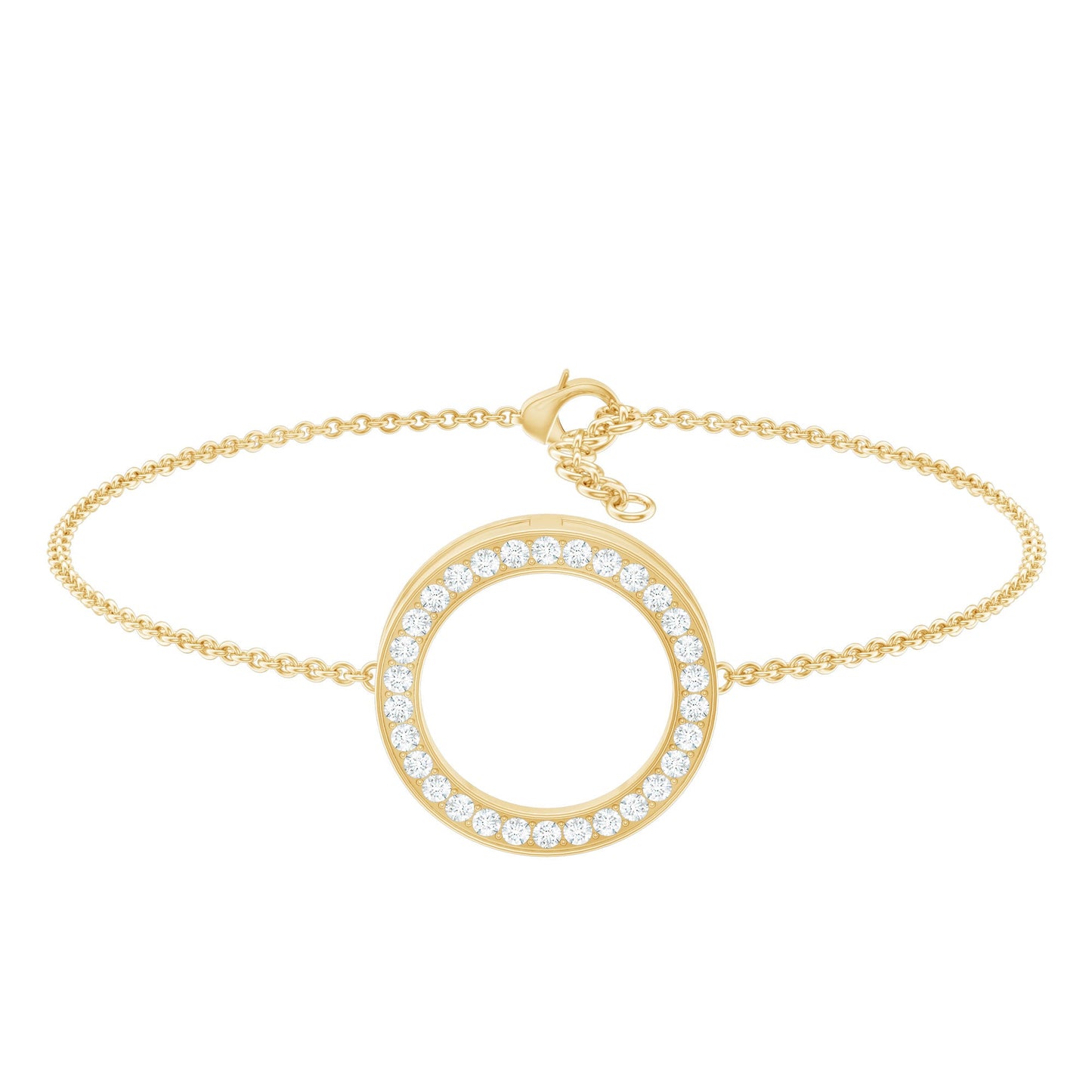 Cubic Zirconia Open Circle Chain Bracelet