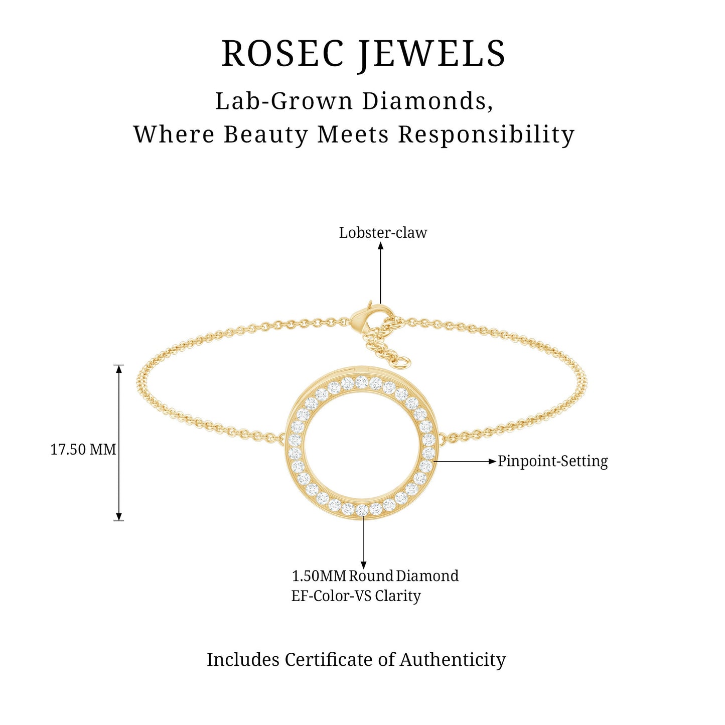 Certified Lab Grown Diamond Circle Bracelet for Women