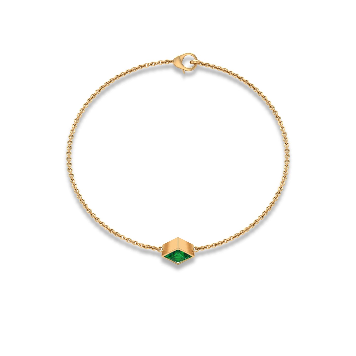 Princess Cut Emerald Solitaire Chain Bracelet with Certificate