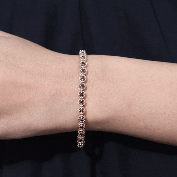 6.63 Carat Lab Grown Black Diamond Tennis Bracelet with Rope Frame
