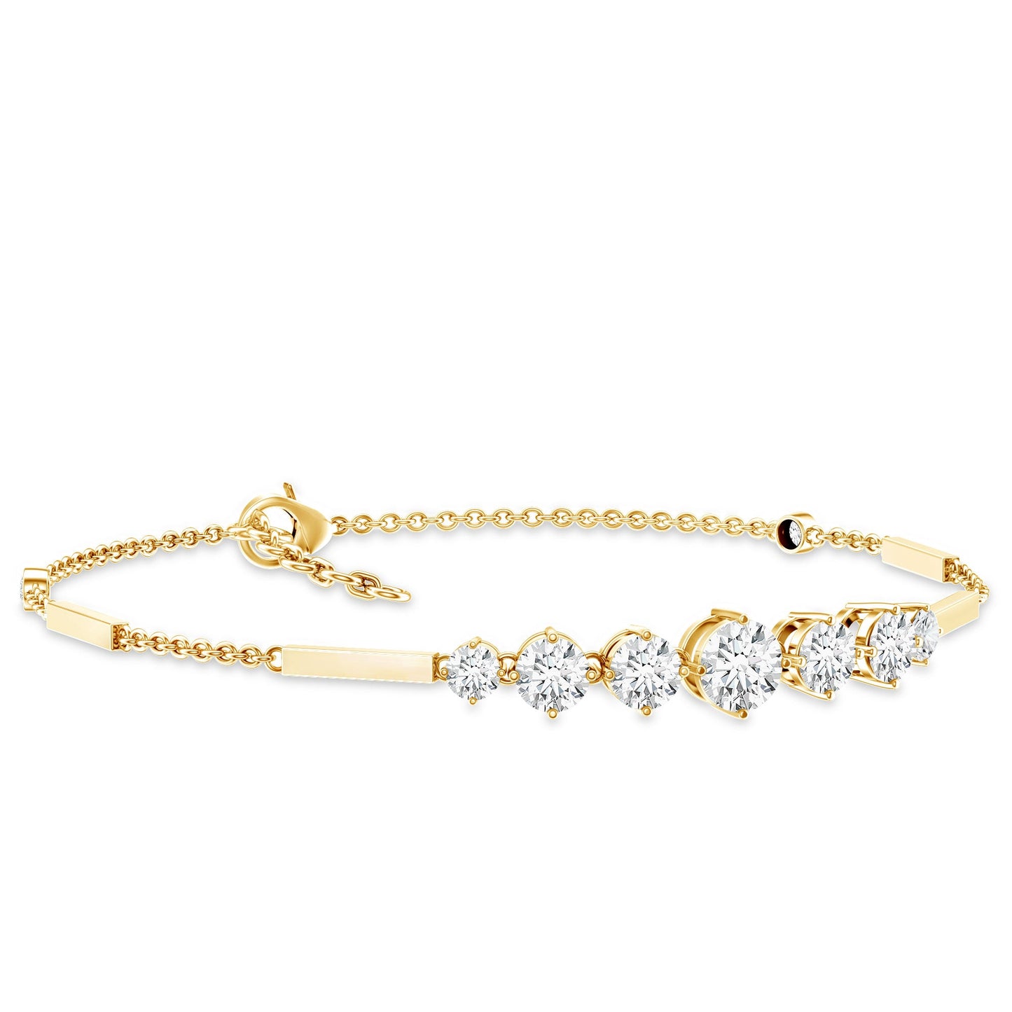 Gold bracelet with diamond accents on a white background