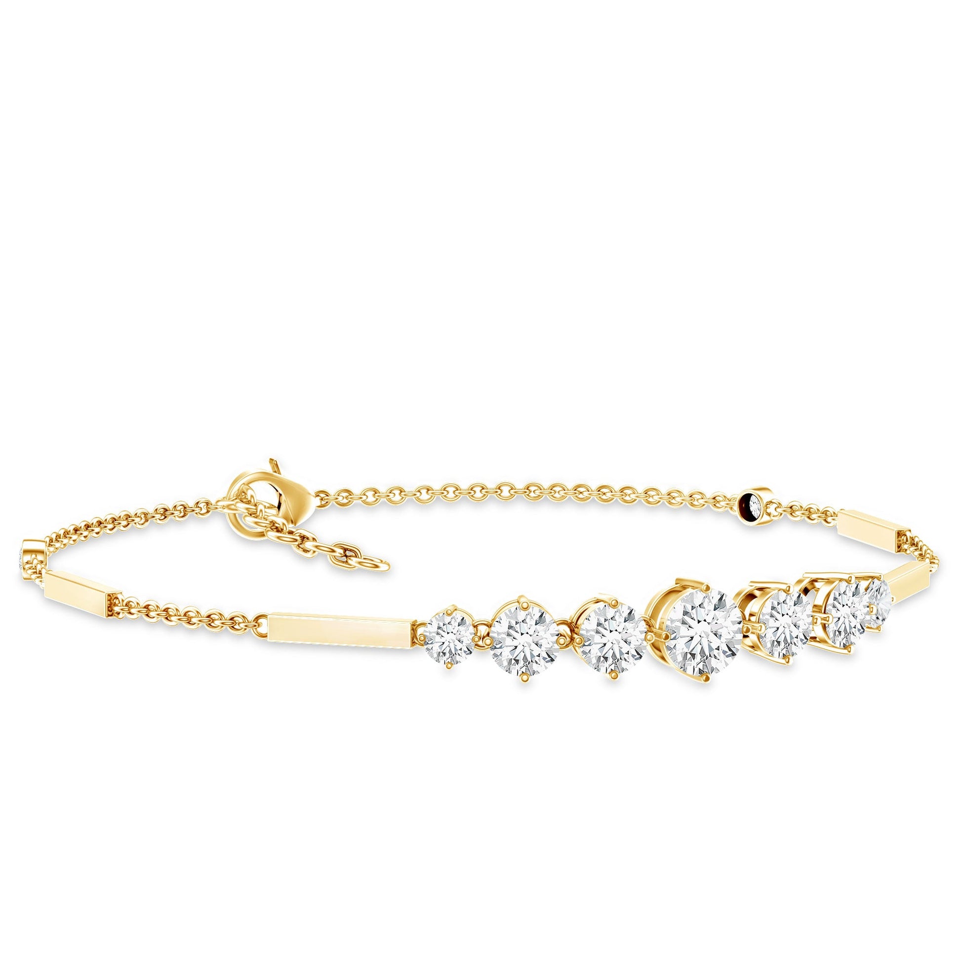 Gold bracelet with diamond accents on a white background