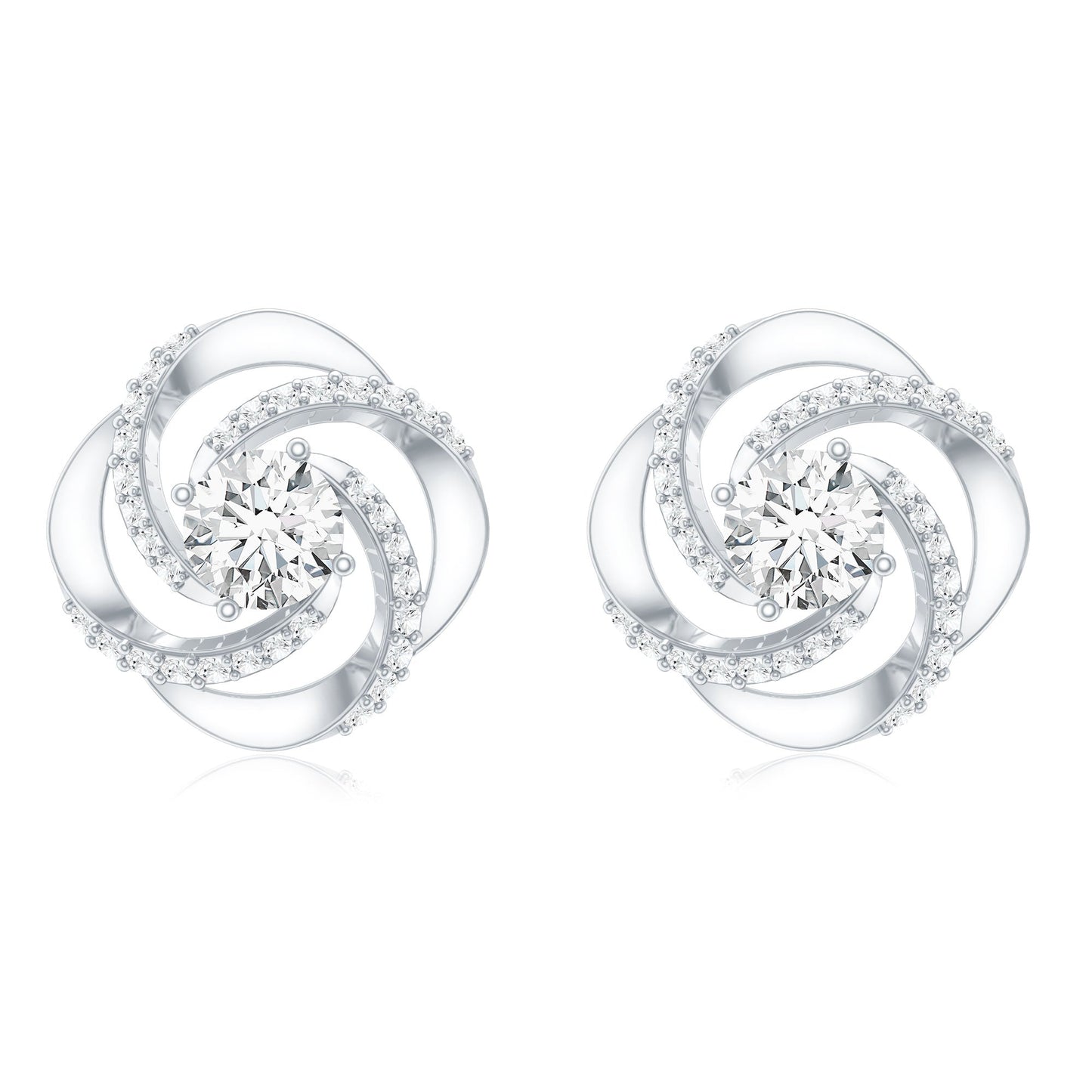 Certified Lab 5 MM Round Diamond Swirl Stud Earrings