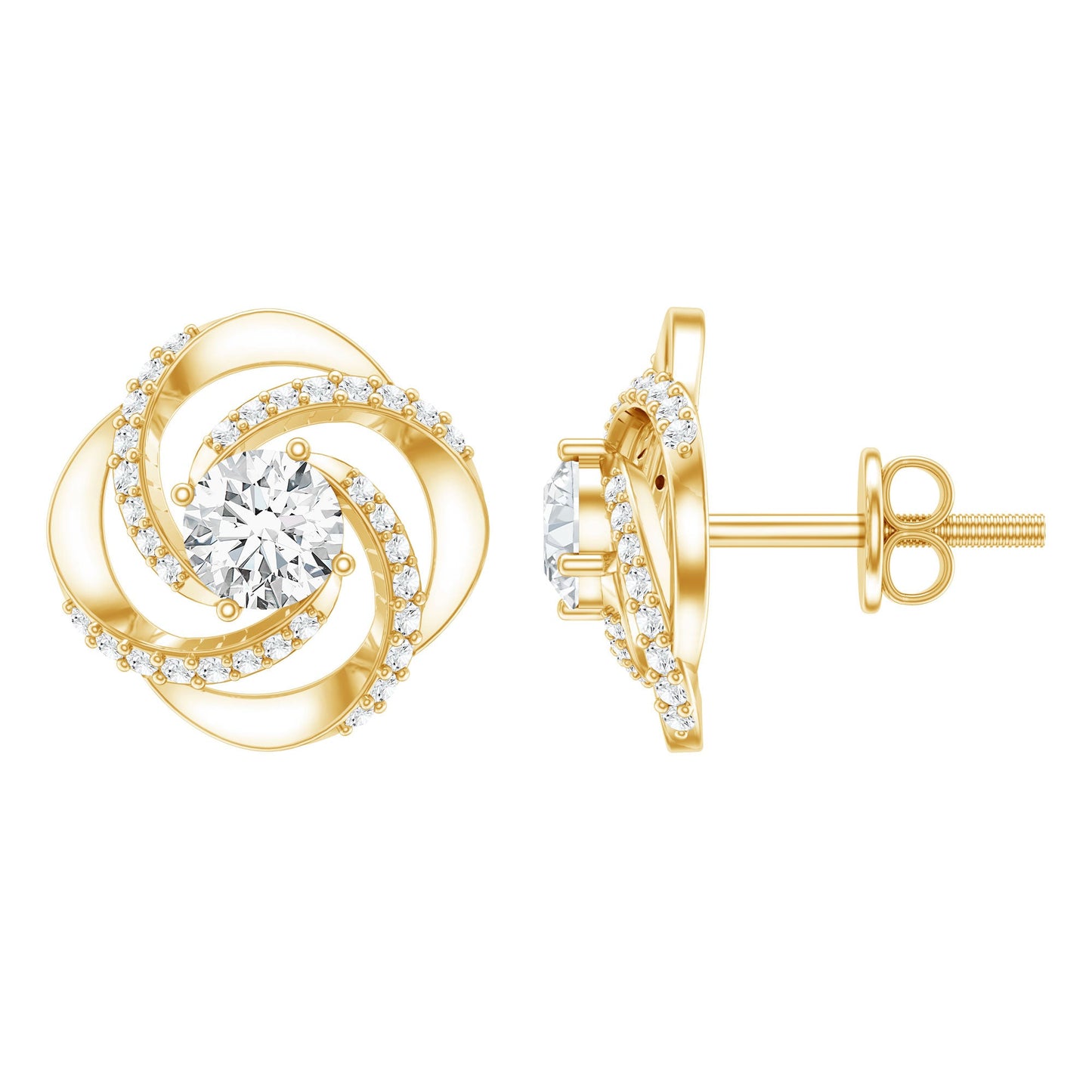 Certified Lab 5 MM Round Diamond Swirl Stud Earrings