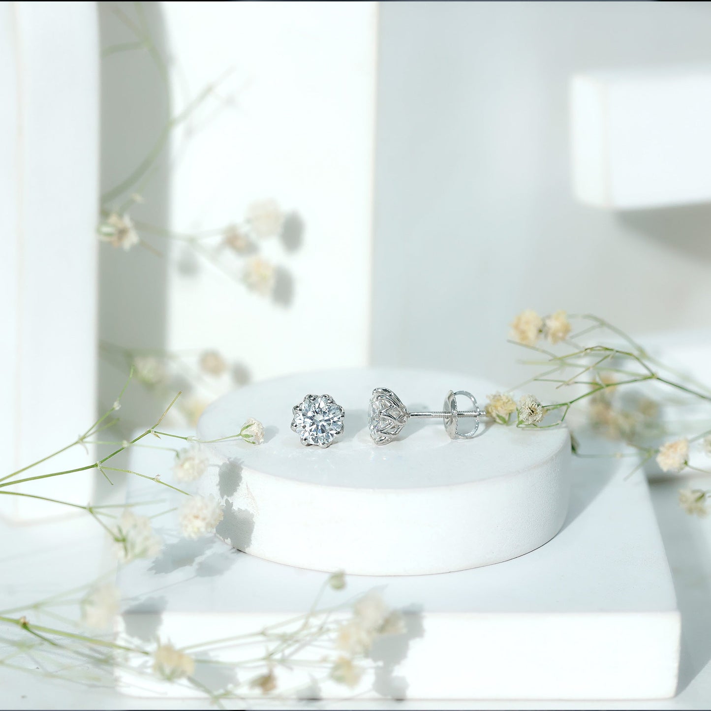 Certified 6 MM Lab Grown Diamond Solitaire Stud Earrings
