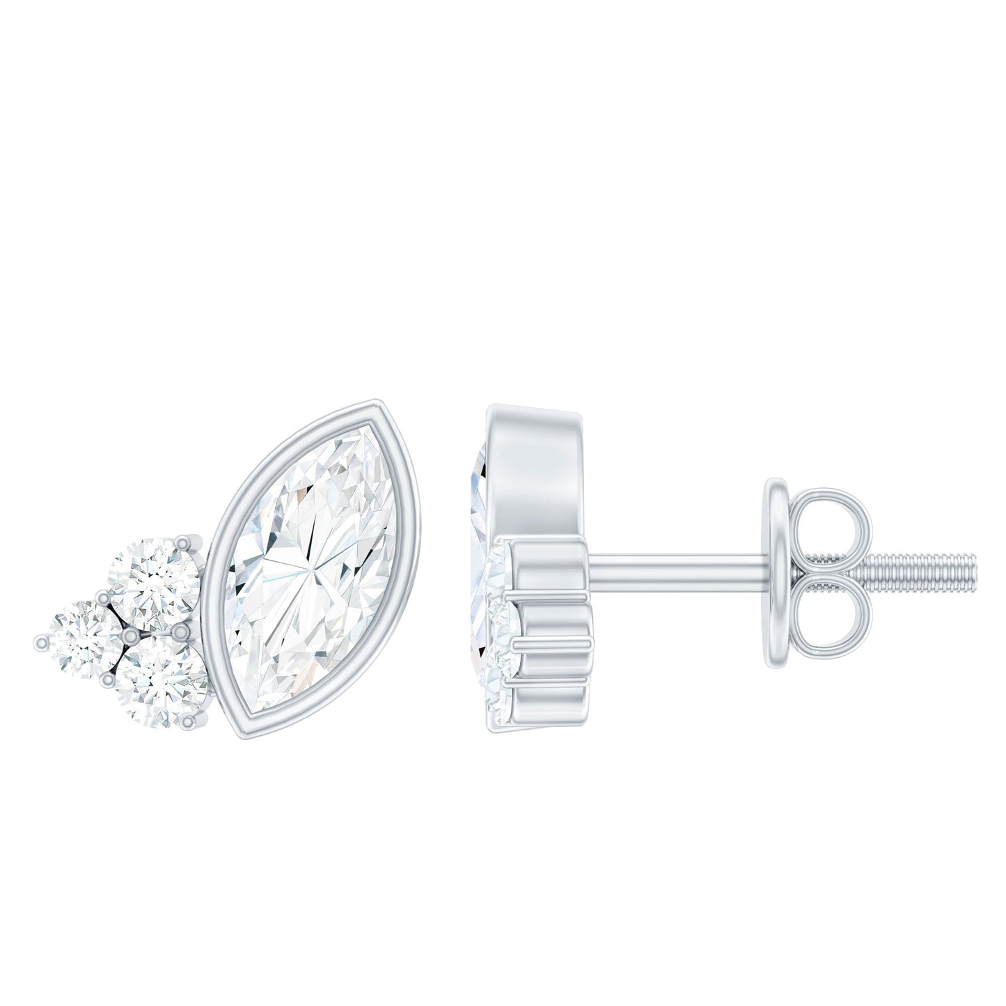 Bezel Set Lab Marquise Diamond Stud Earrings