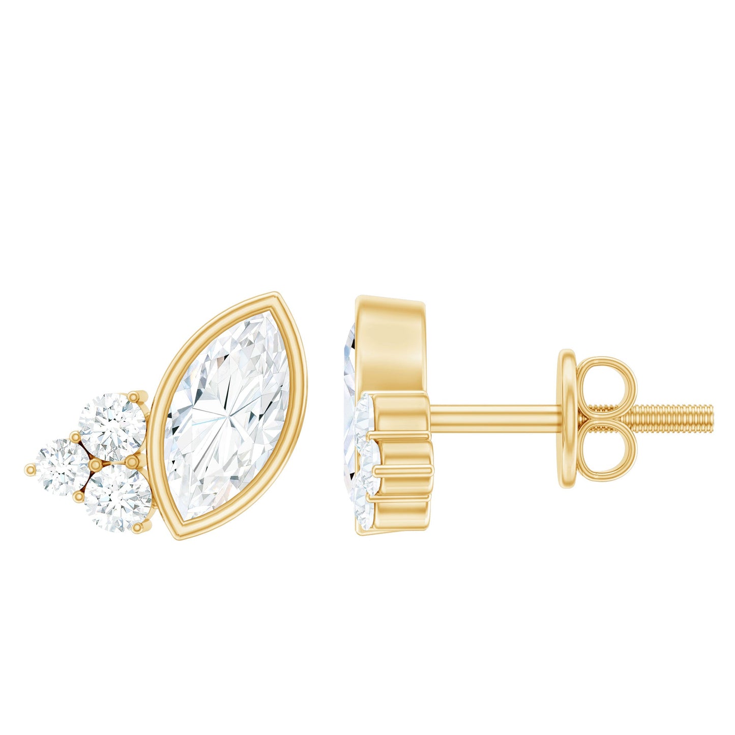 Bezel Set Lab Marquise Diamond Stud Earrings