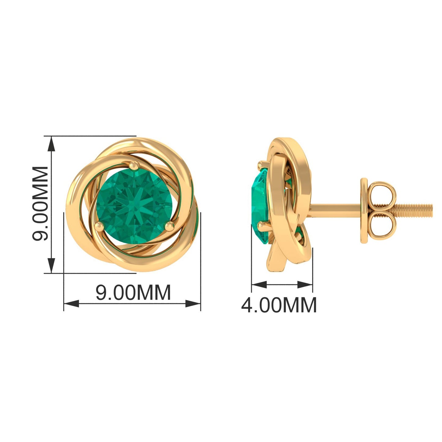 1 CT Emerald Classic Stud Earrings for Women