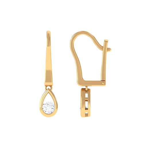 Rosec Jewels 1/2 CT genuine diamond teardrop hoop earrings featuring sparkling diamonds and sleek gold hoops.