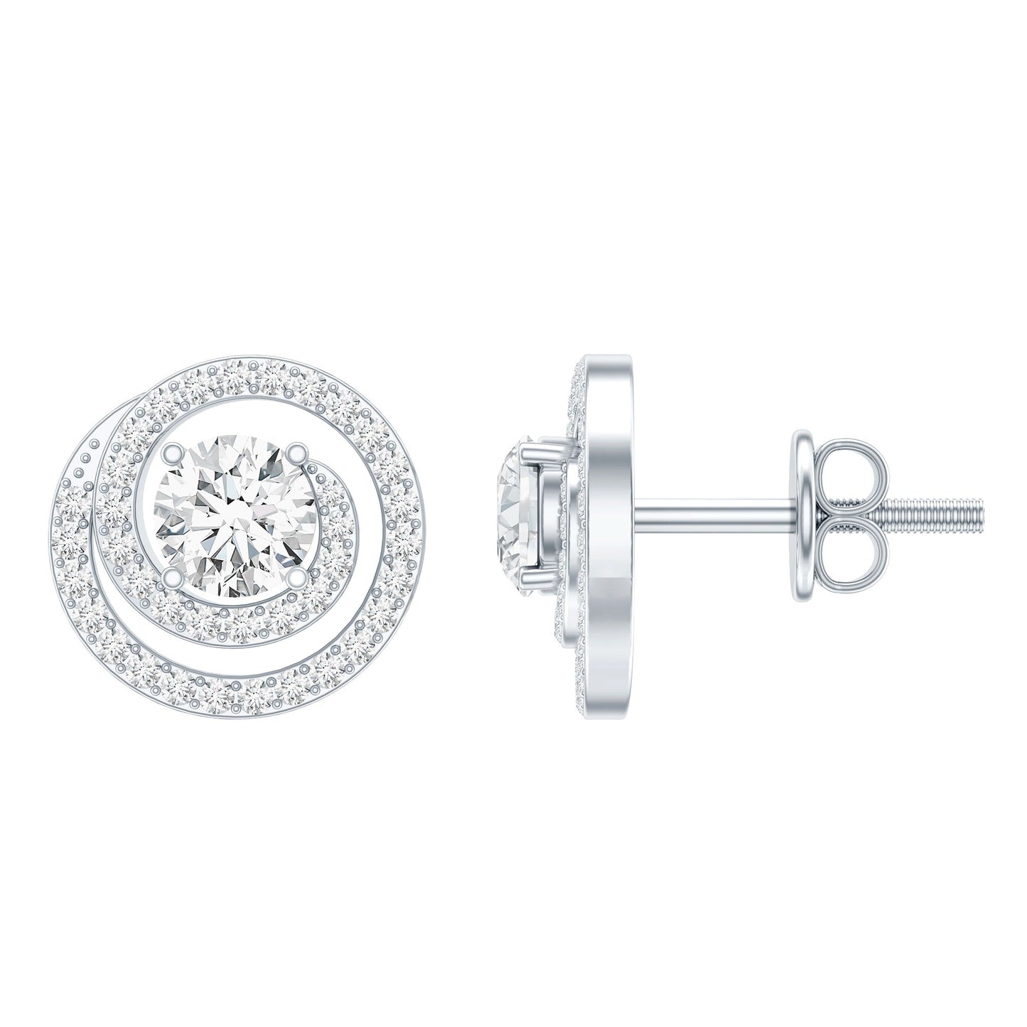 Lab Grown Diamond Swirl Stud Earrings With Screw Back