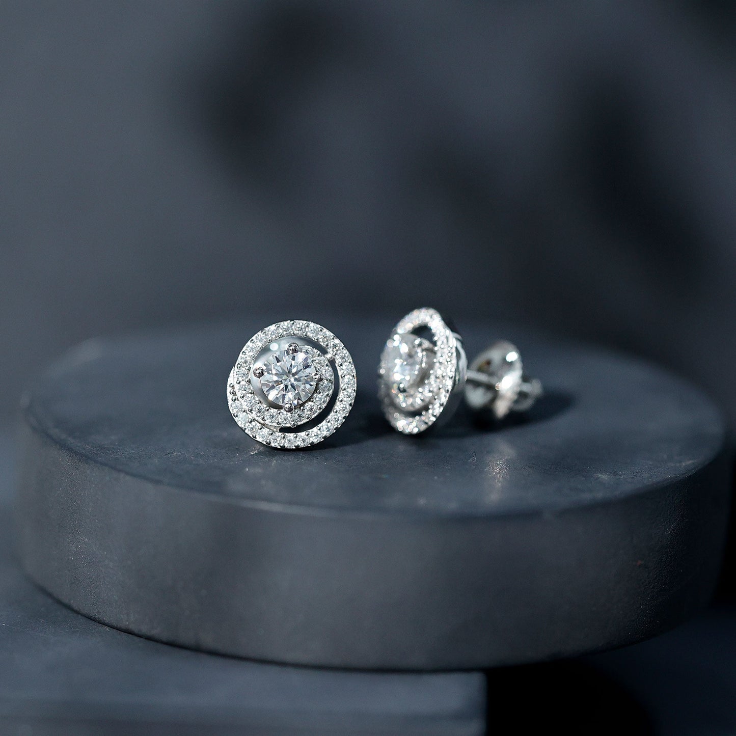 Lab Grown Diamond Swirl Stud Earrings With Screw Back