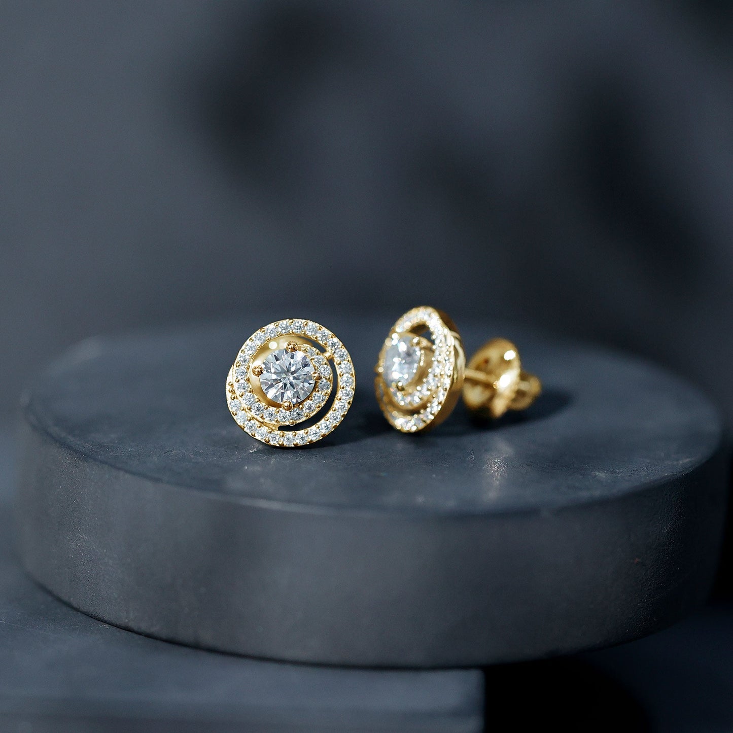 Lab Grown Diamond Swirl Stud Earrings With Screw Back