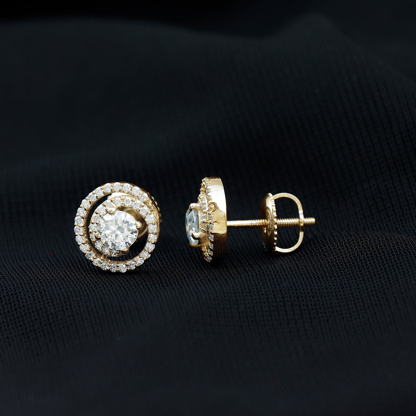Lab Grown Diamond Swirl Stud Earrings With Screw Back