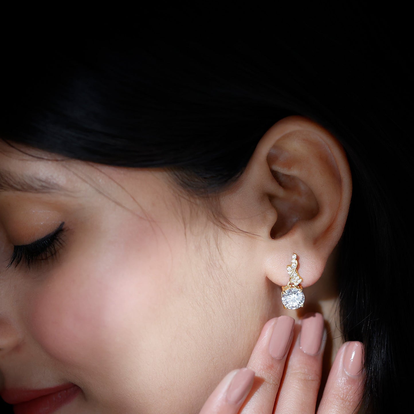 Certified Lab 8 mm Round Diamond Designer Drop Earrings
