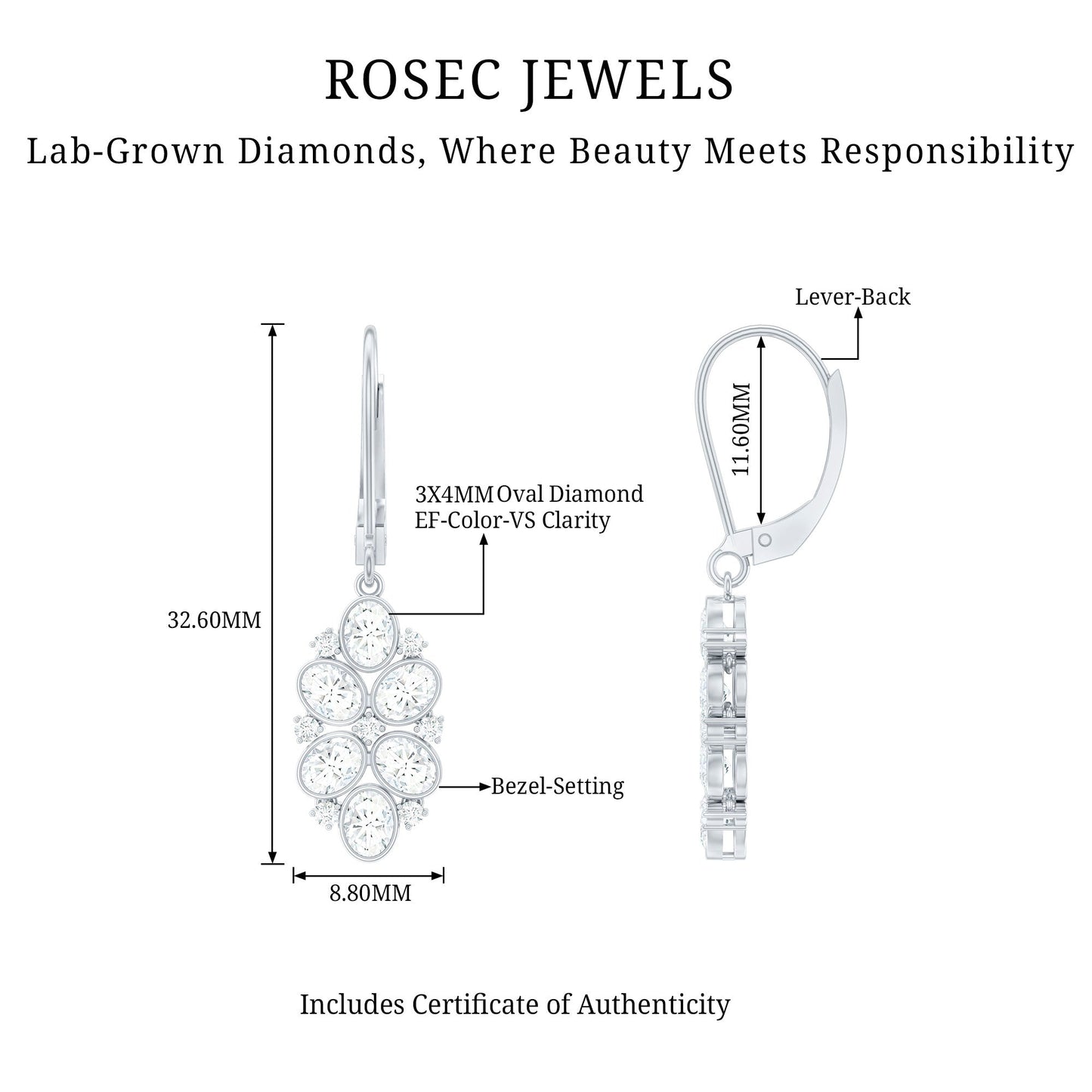 Certified Lab Grown Diamond Designer Drop Earrings