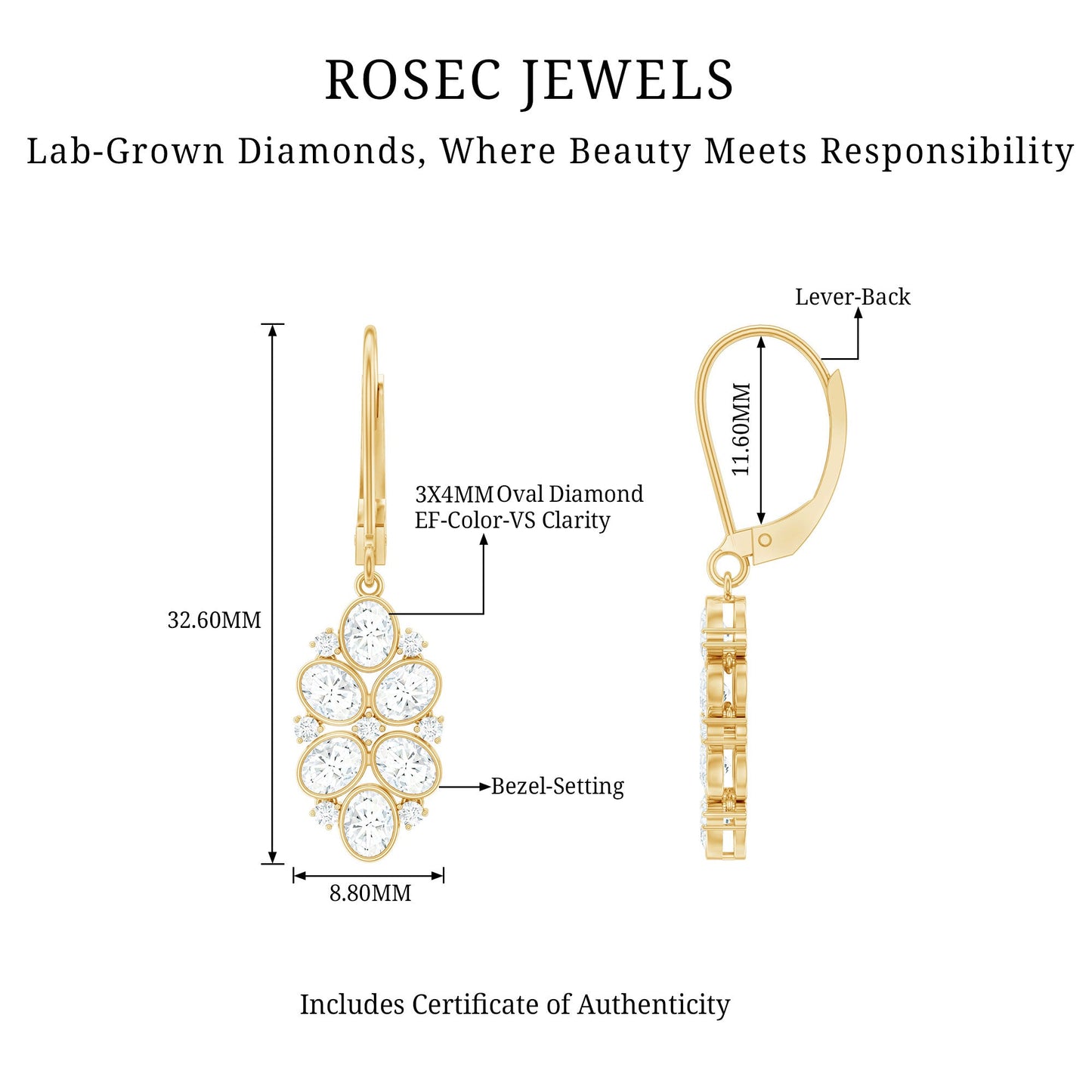 Certified Lab Grown Diamond Designer Drop Earrings