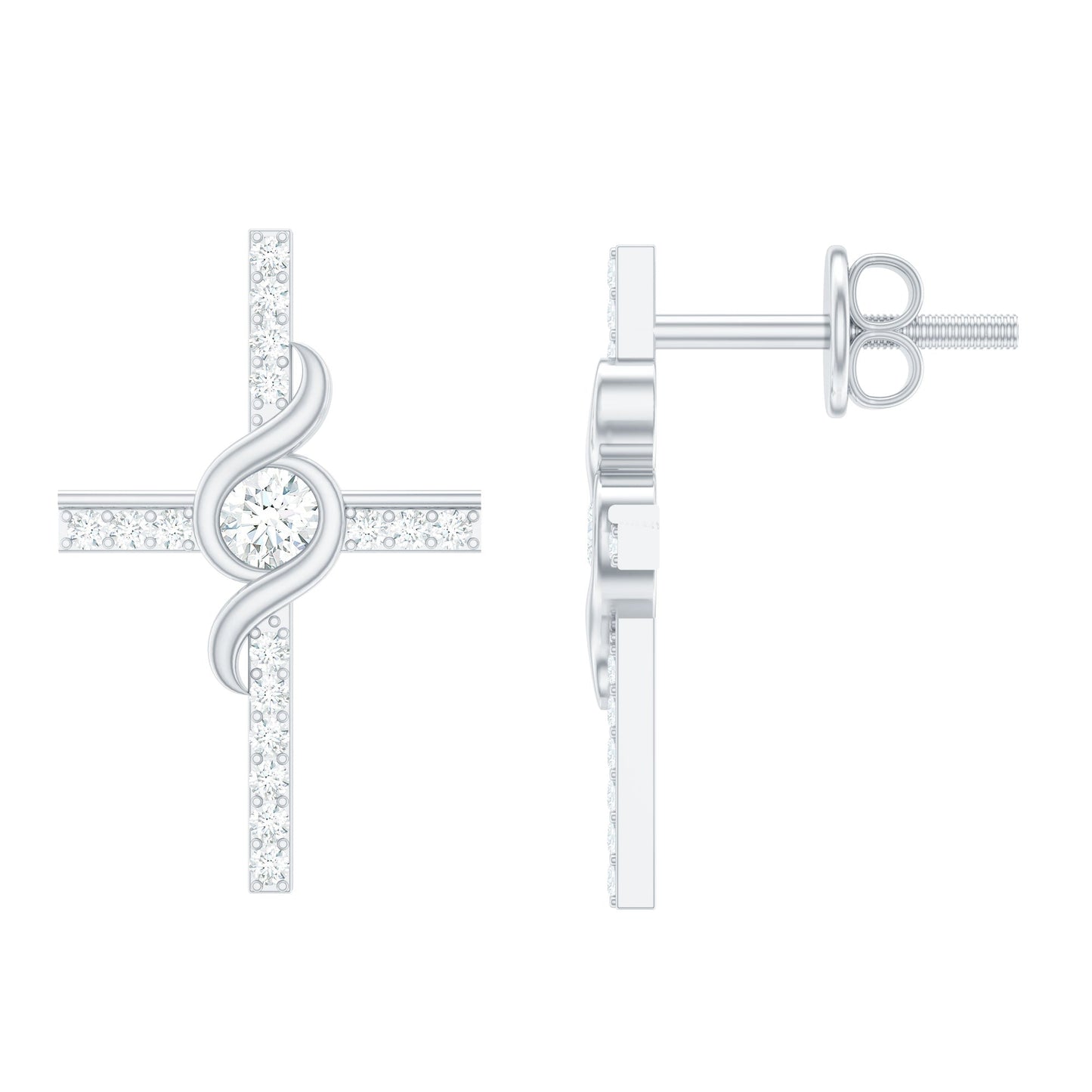 Certified Lab Grown Diamond Religious Cross Earrings