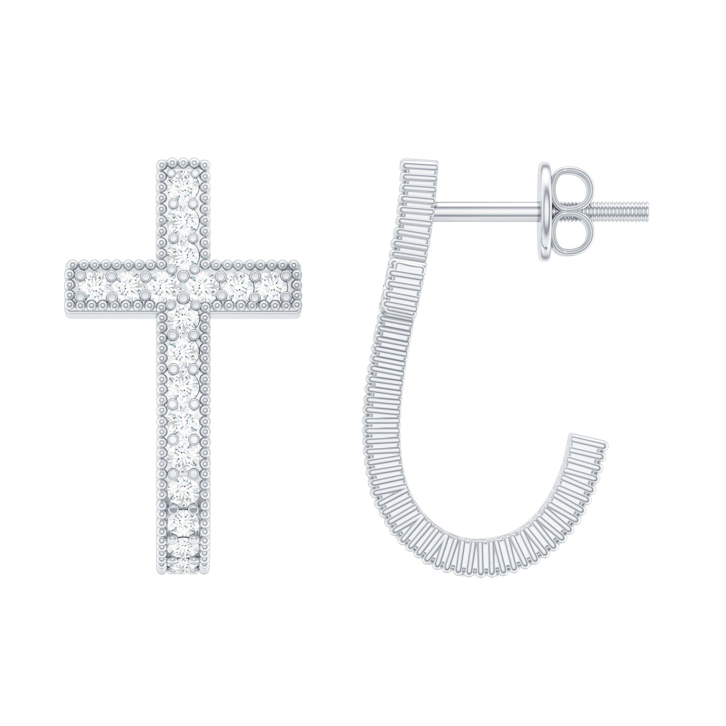 Lab Grown Diamond Religious Cross Earrings with Screw back