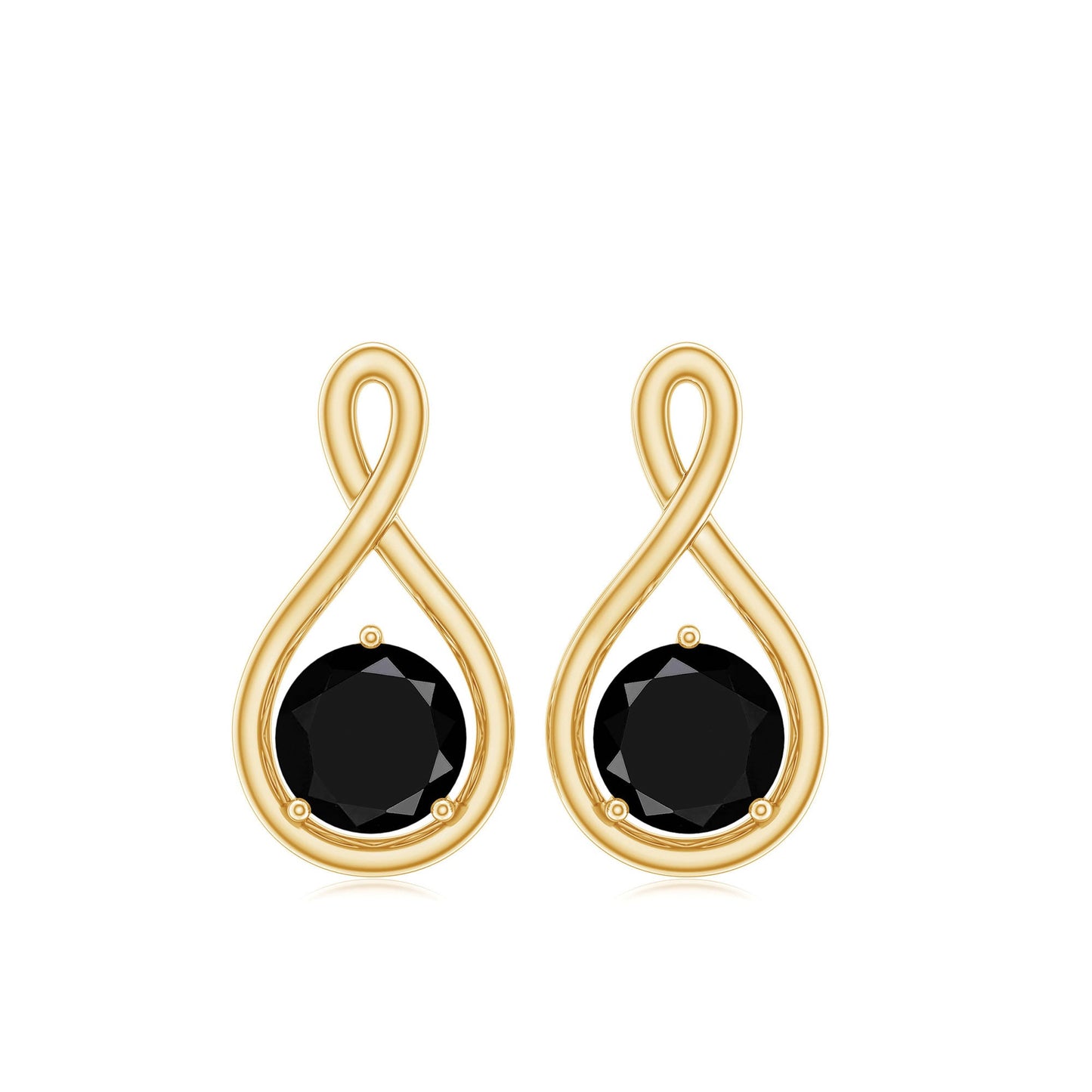 Certified Natural Black Onyx Infinity Earrings with Screw Back
