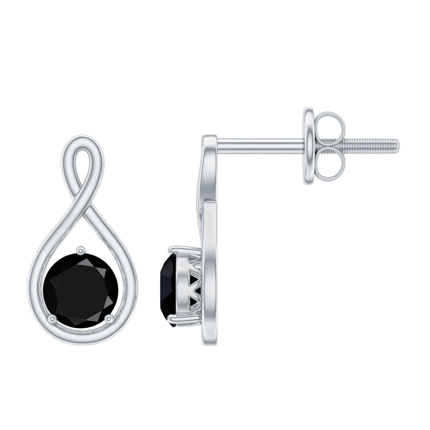 Solitaire Lab Created Black Diamond Infinity Stud Earrings