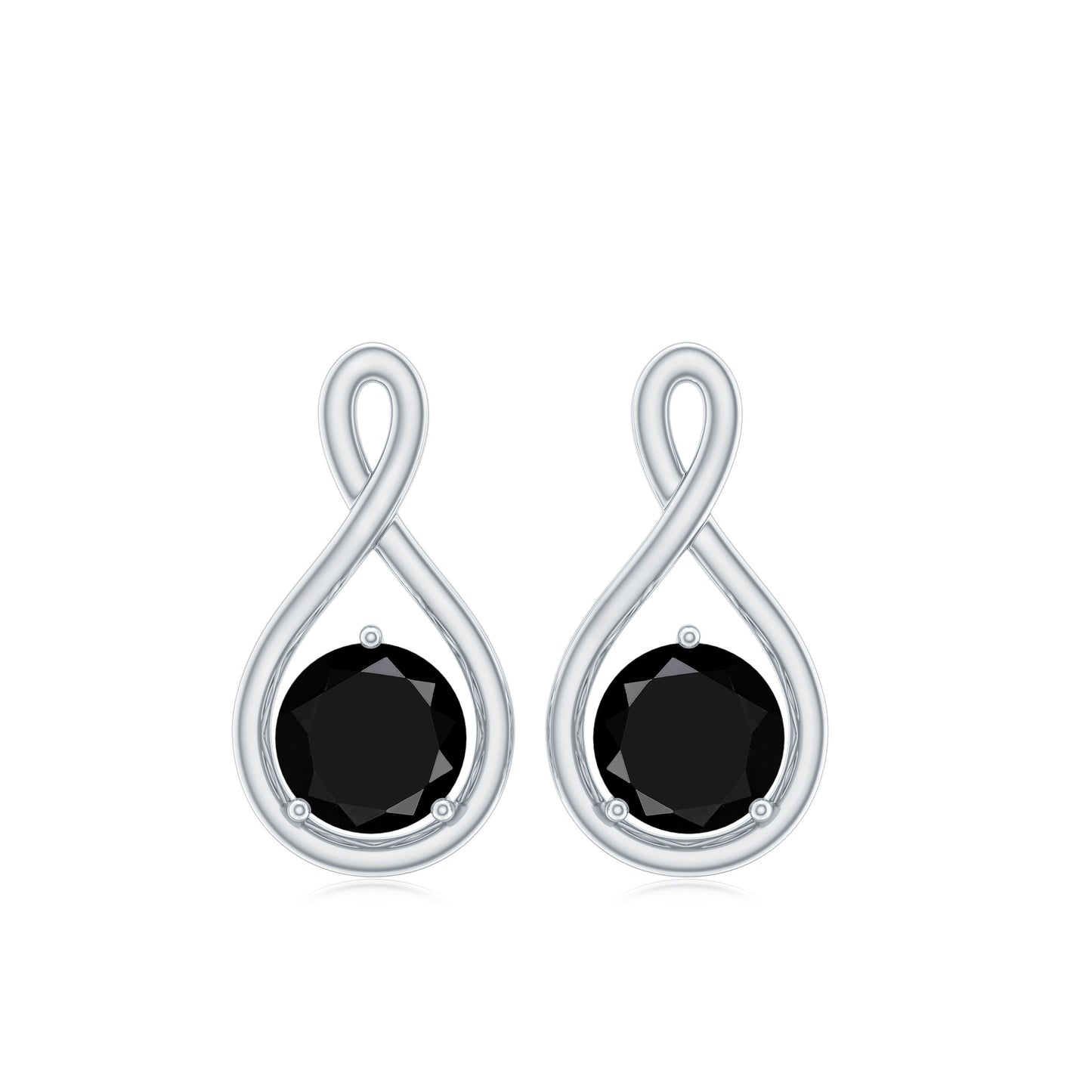 Solitaire Lab Created Black Diamond Infinity Stud Earrings
