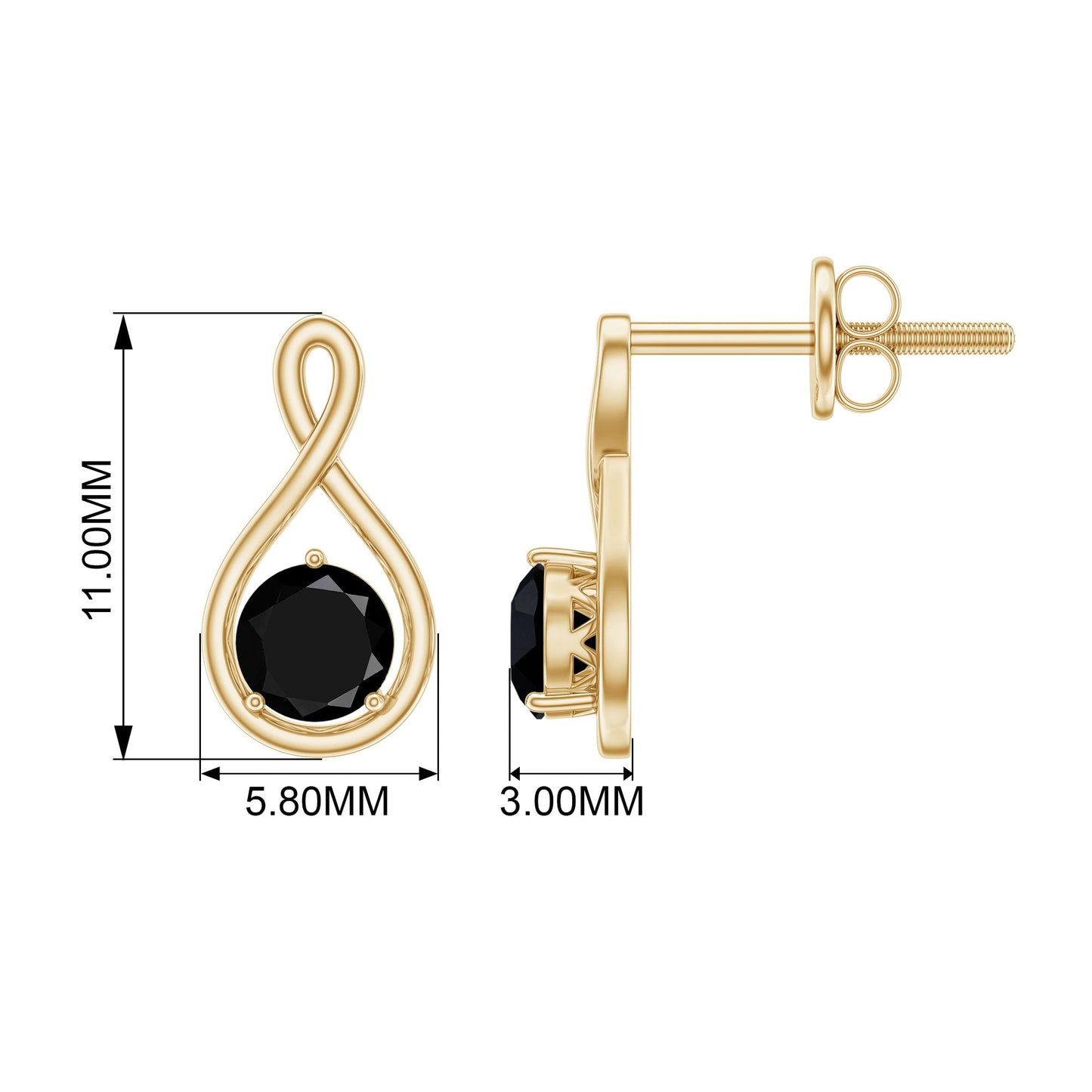 Solitaire Lab Created Black Diamond Infinity Stud Earrings