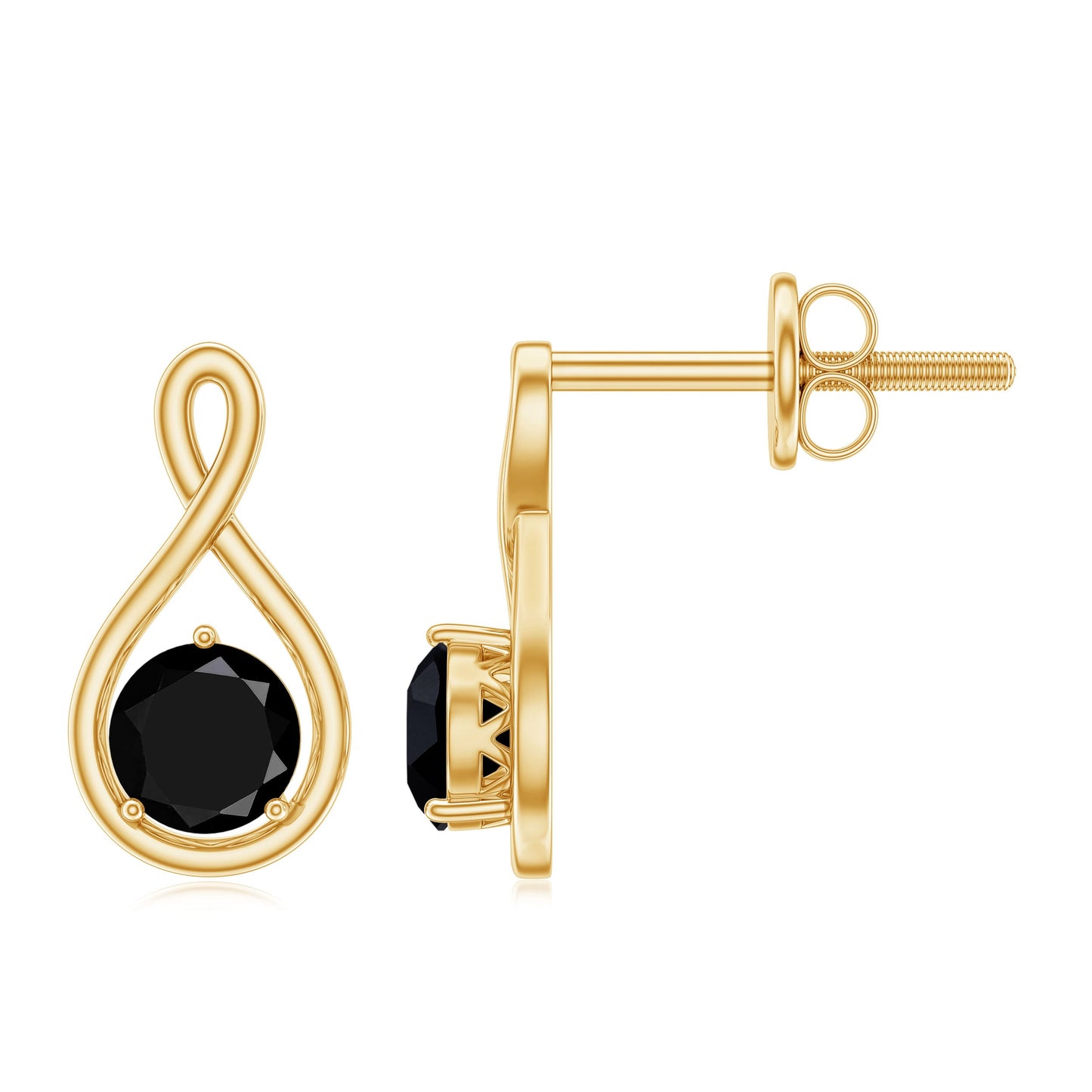 Solitaire Lab Created Black Diamond Infinity Stud Earrings