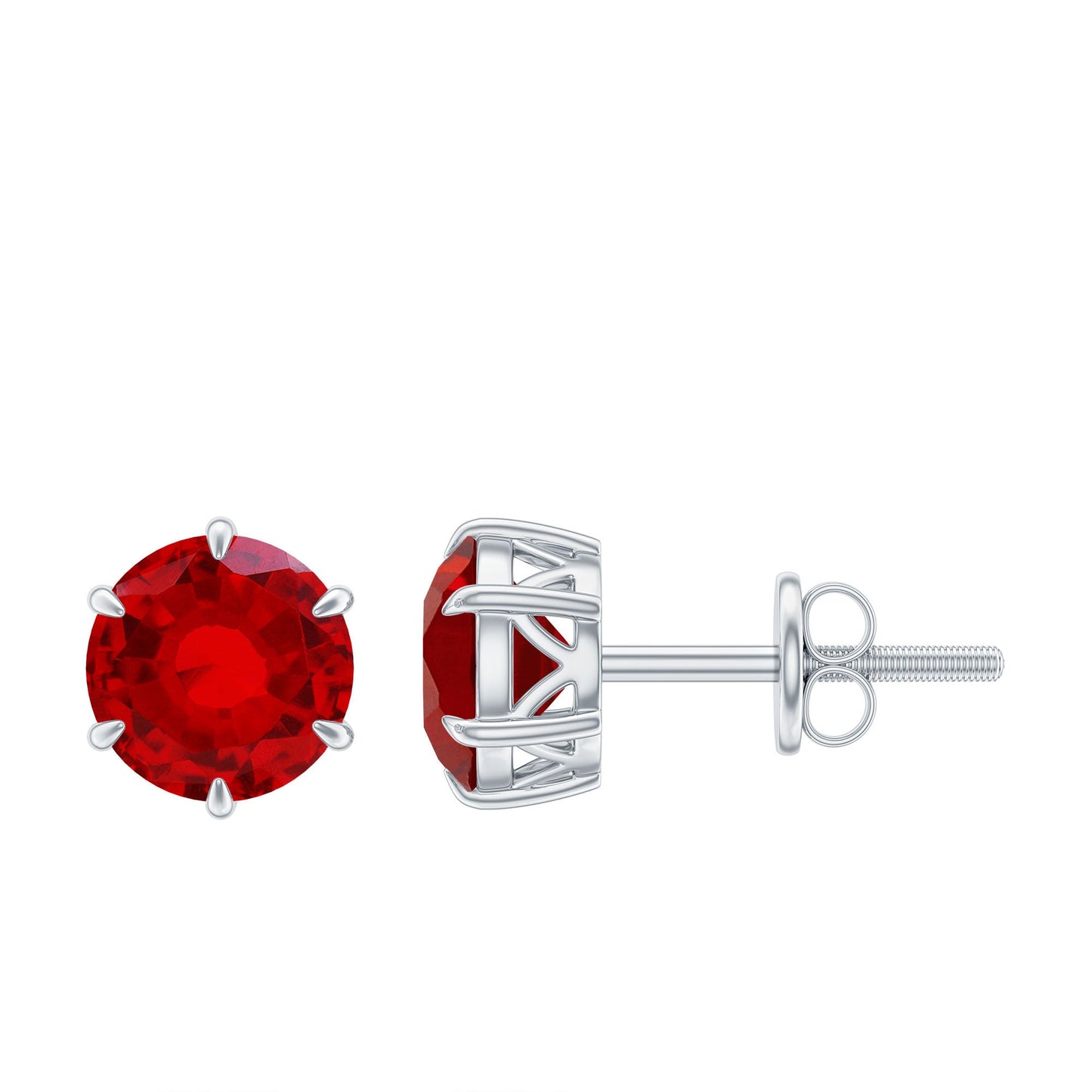 2.7 Carat Round Cut Solitaire Lab Created Ruby Stud Earrings
