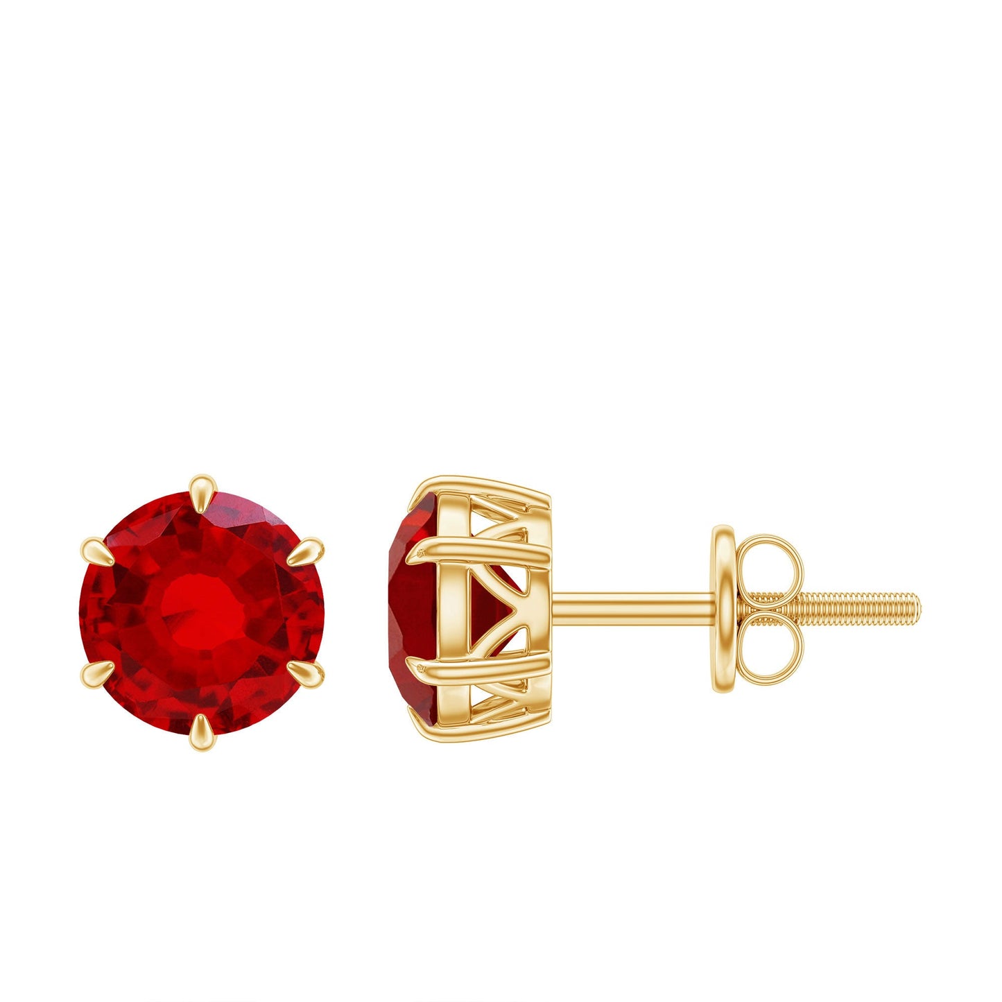 2.7 Carat Round Cut Solitaire Lab Created Ruby Stud Earrings