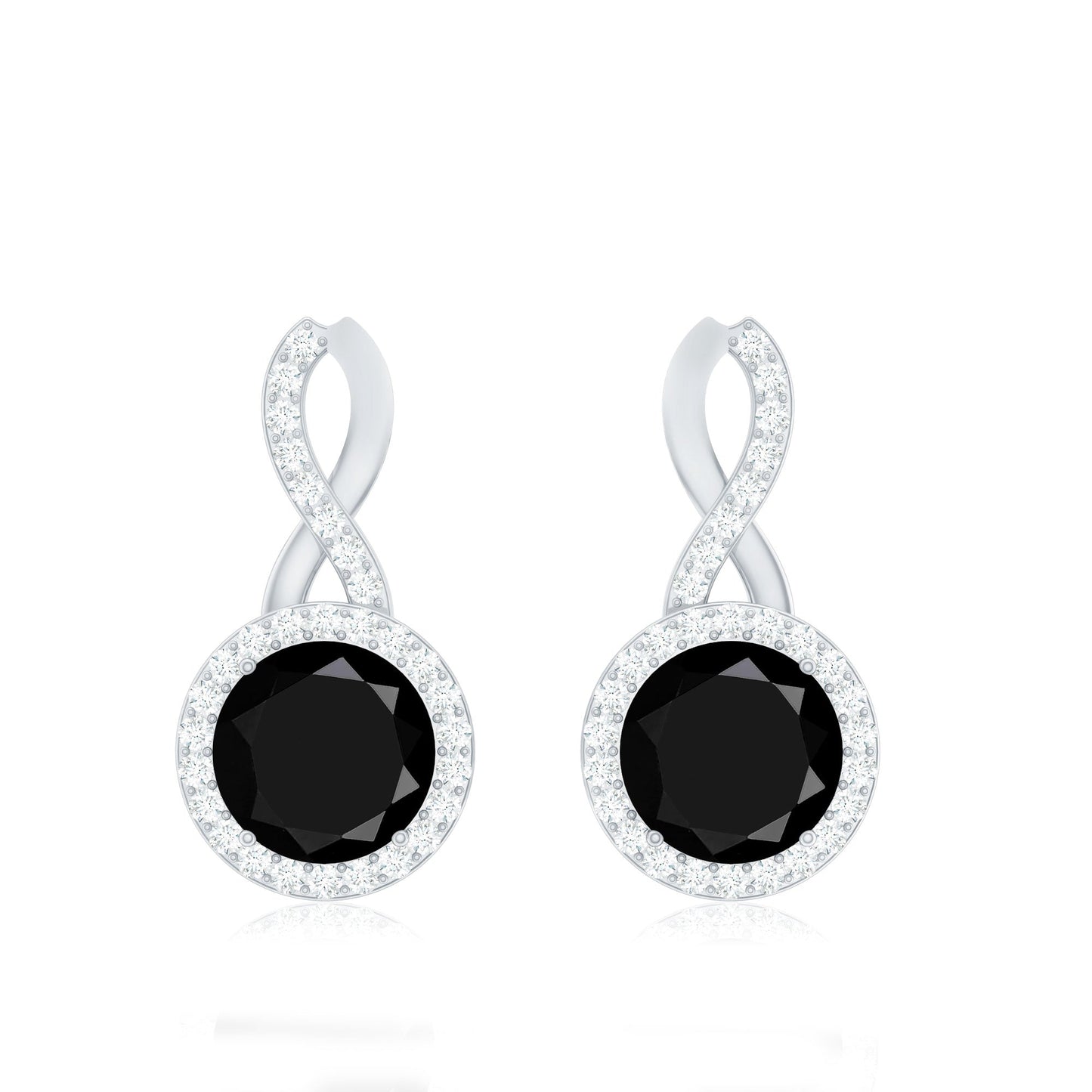 2 Carat Lab Grown Black and White Diamond Infinity Stud Earrings