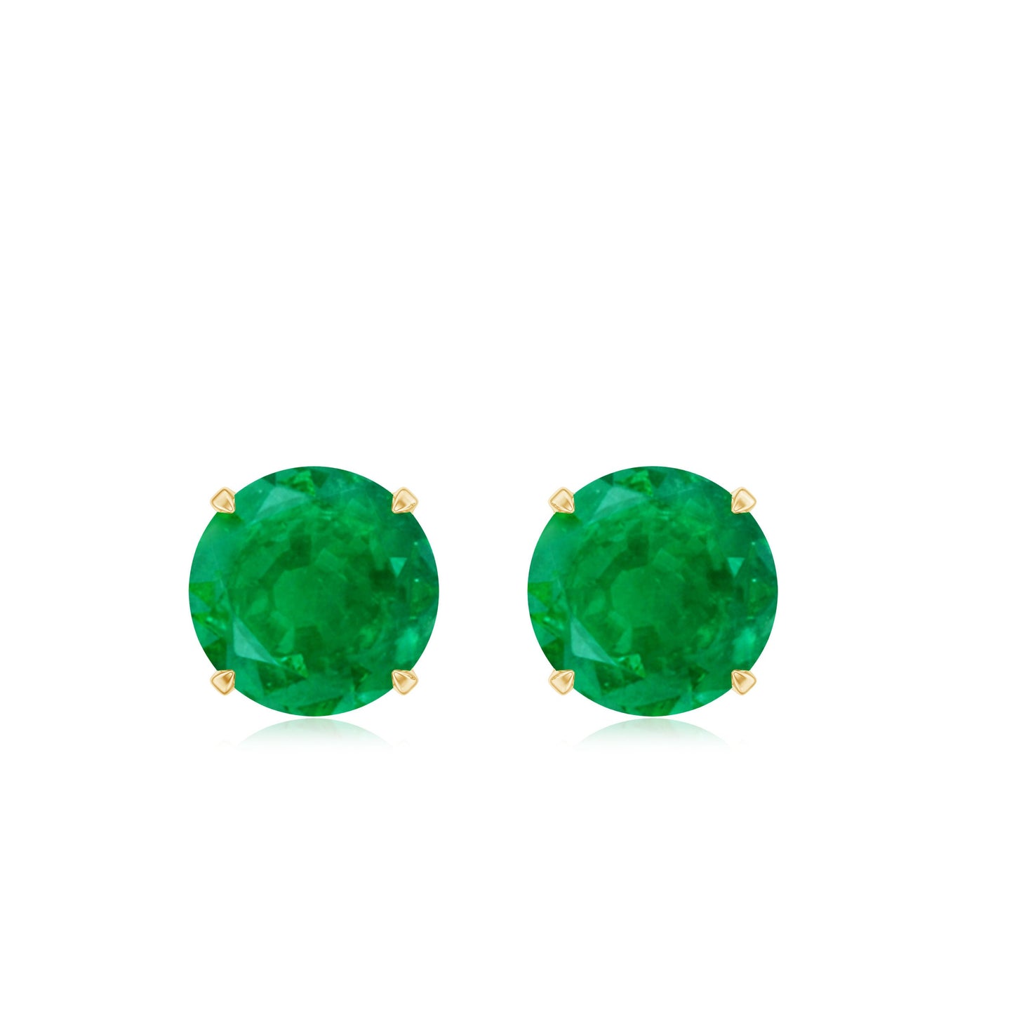 Natural Emerald Stud Earrings with Screw Back