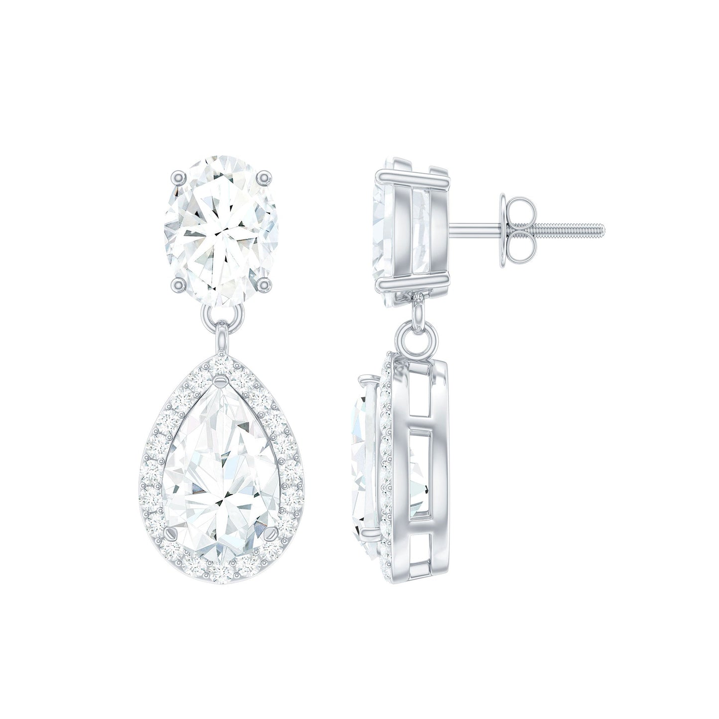 Certified Moissanite Teardrop Bridal Earrings