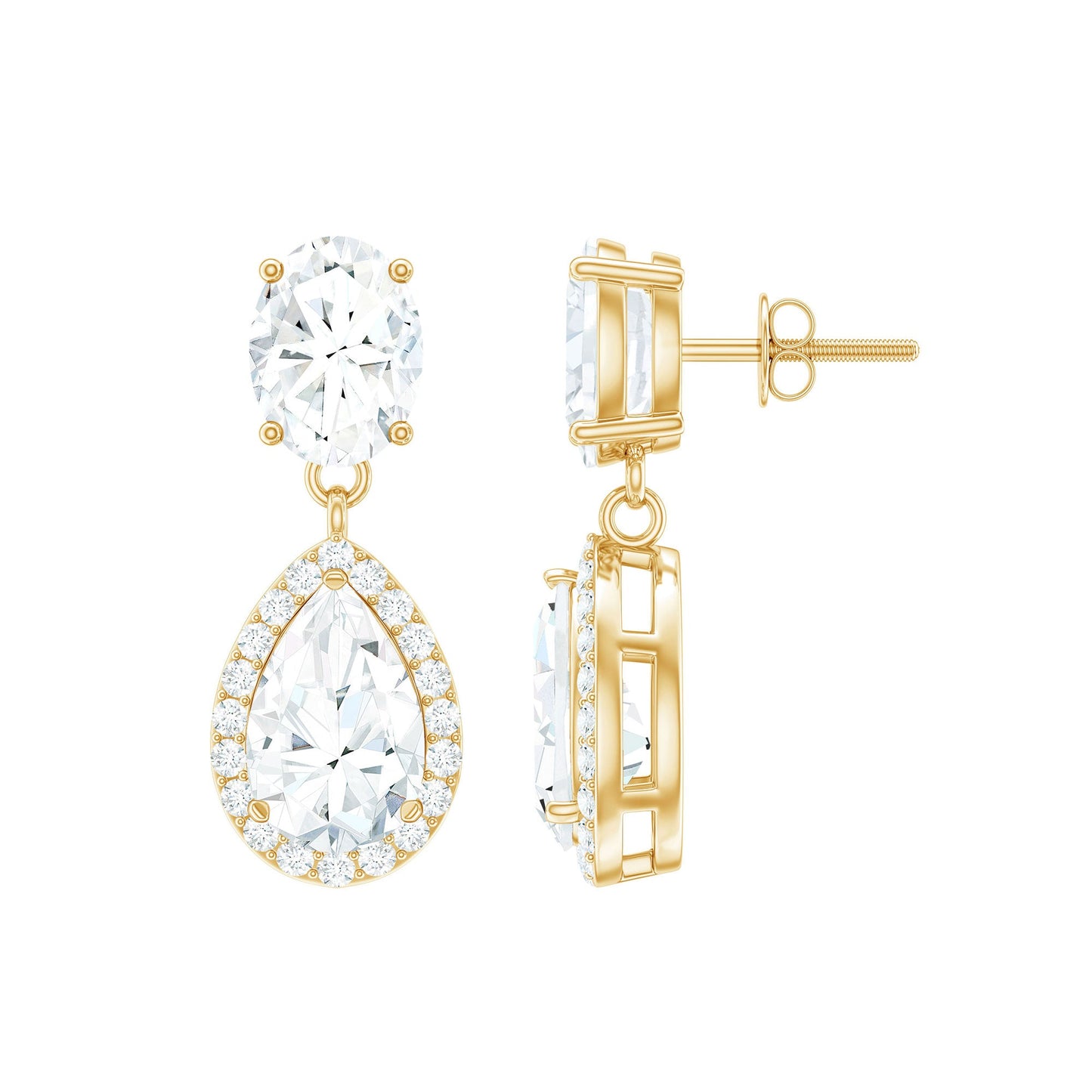 Certified Moissanite Teardrop Bridal Earrings