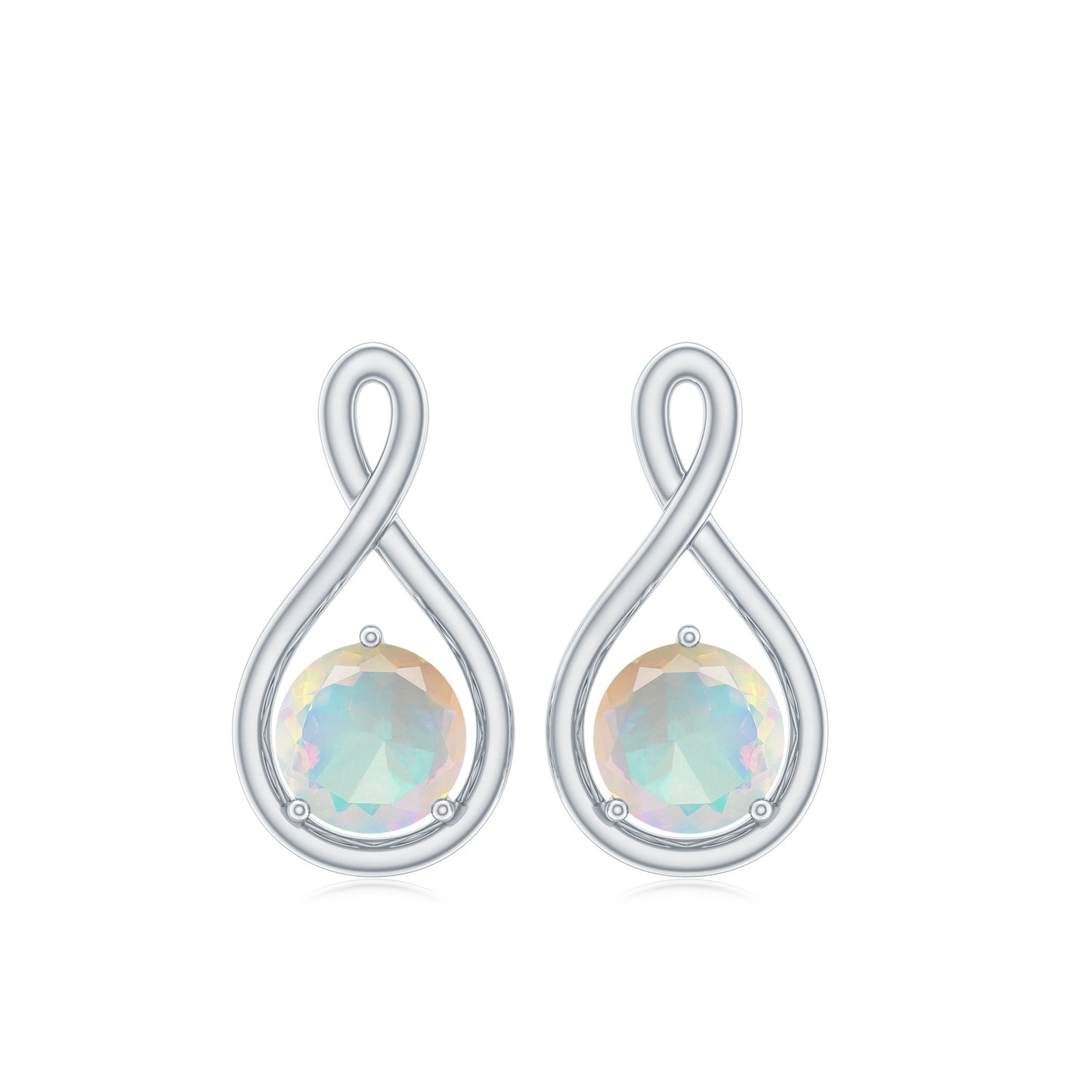 Genuine Ethiopian Opal Infinity Stud Earrings with Certificate