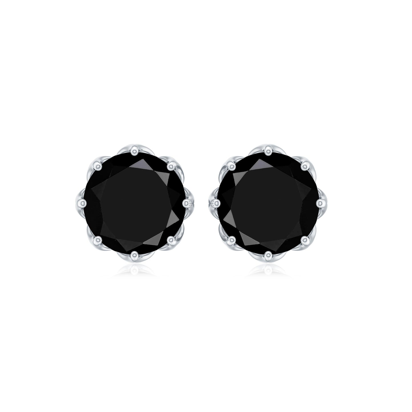 Genuine 7mm Black Spinel Stud Earrings with Screw Back