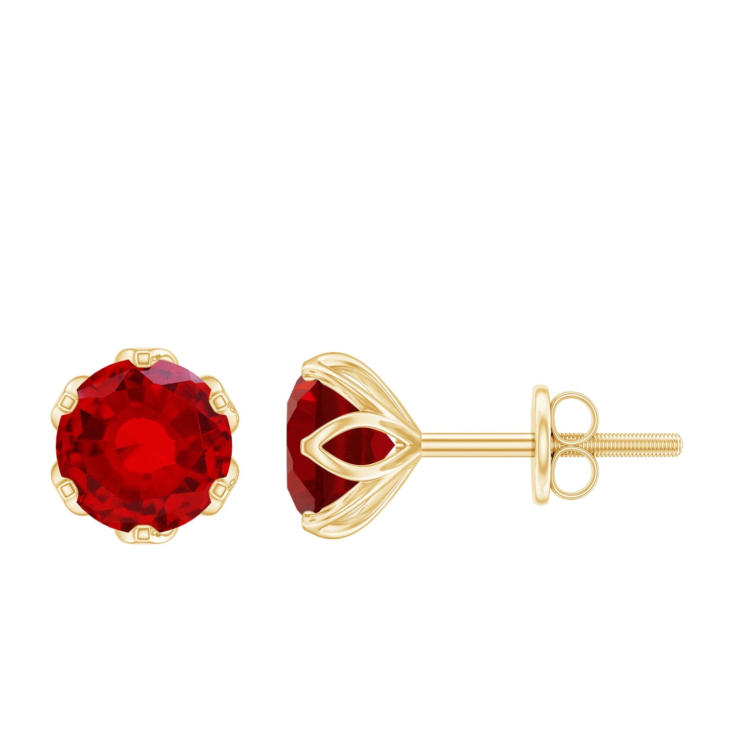 2.7 Carat Round Cut Lab Created Ruby Stud Earrings for Women