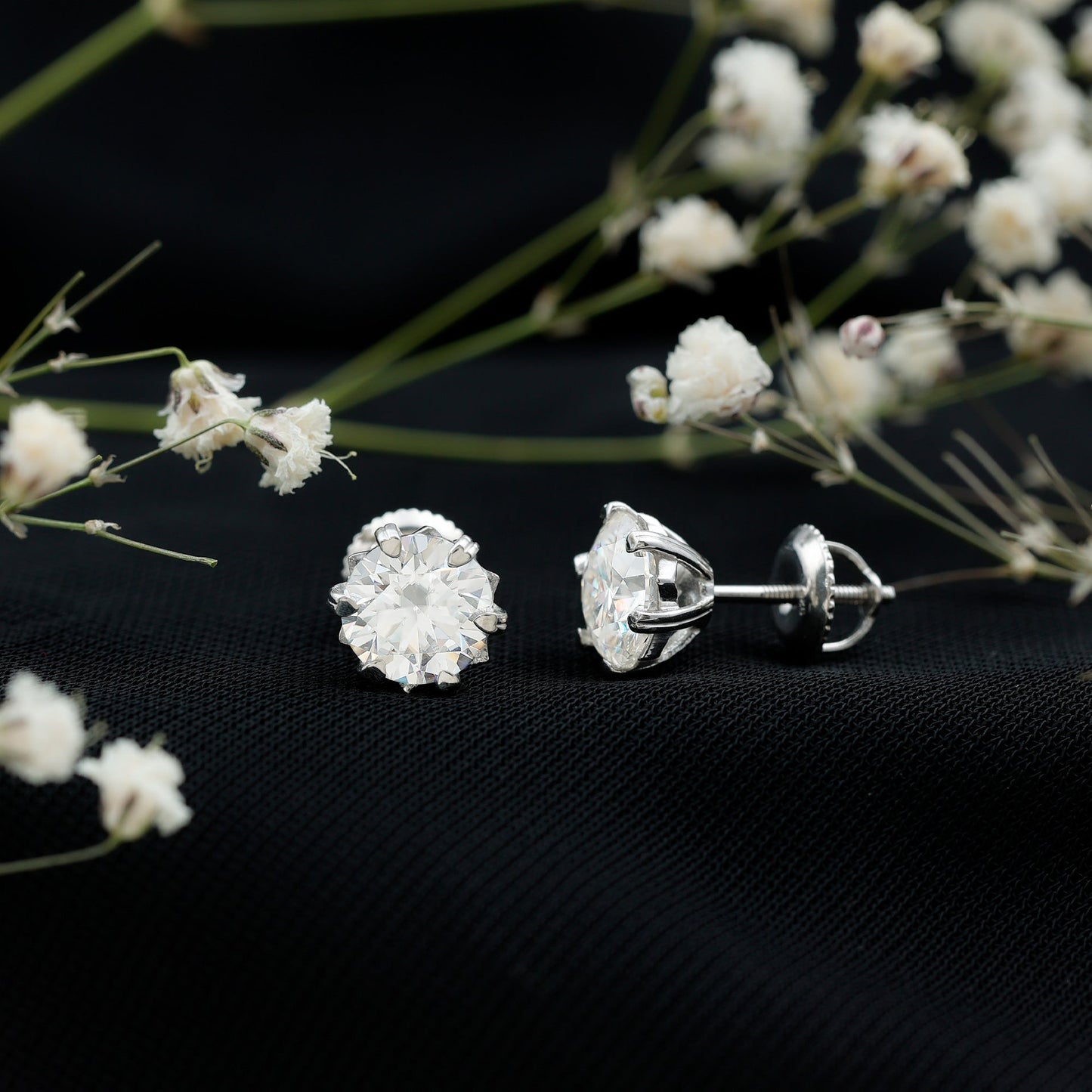 Certified 7 mm Lab Created Diamond 2 Carat Earrings