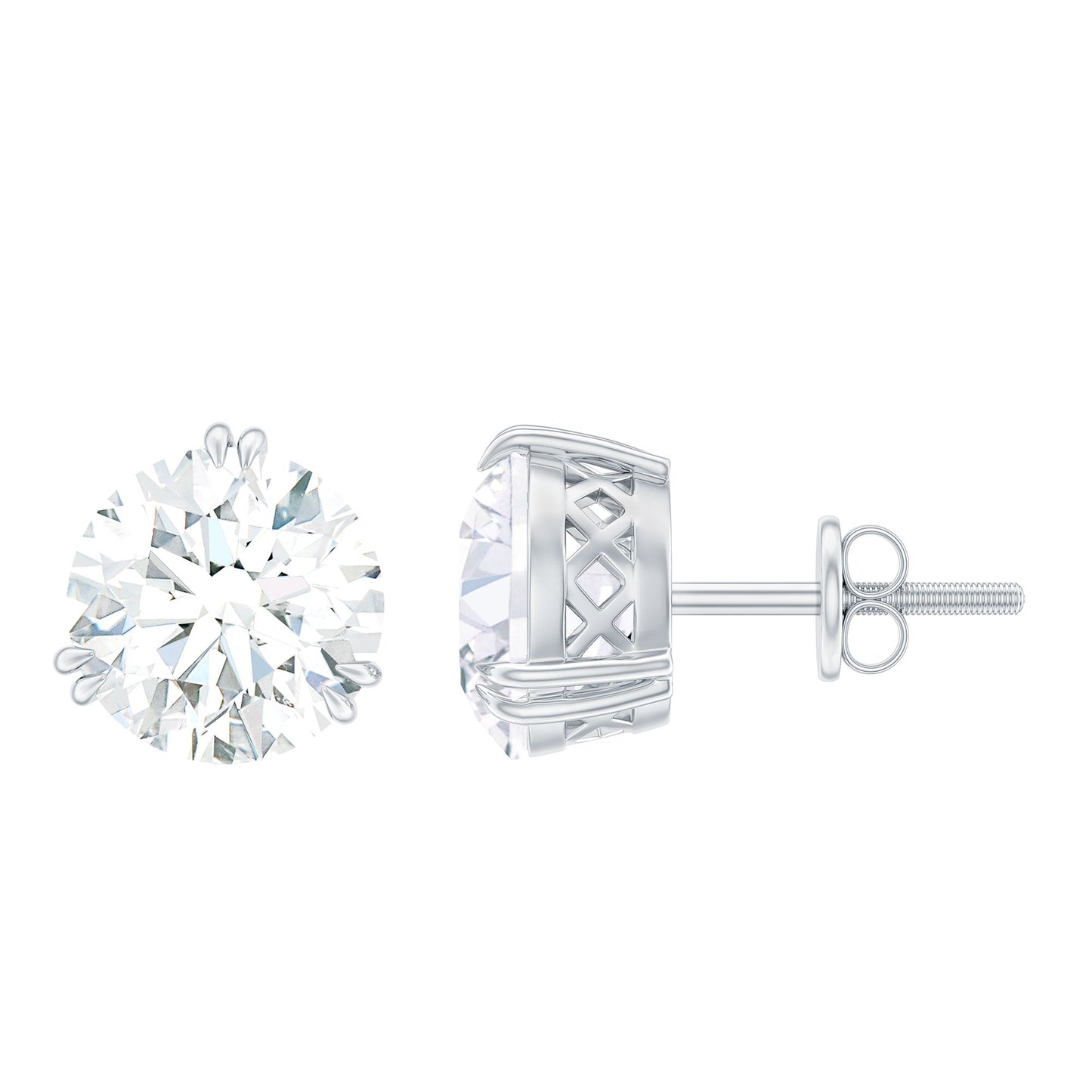 Certified 8mm Round Diamond Studs with Screw Back