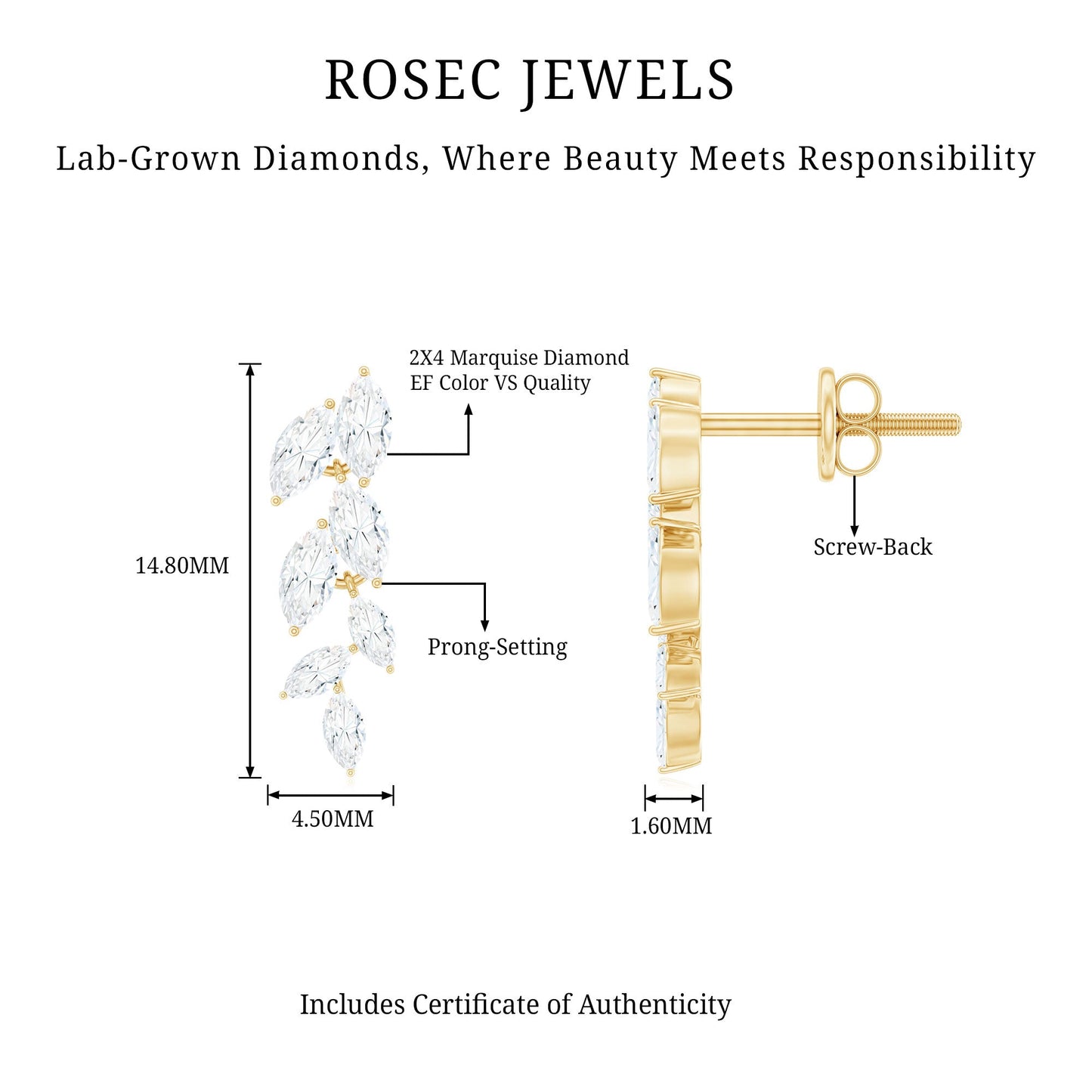 Certified Lab Grown Diamond Dangling Earrings for Women