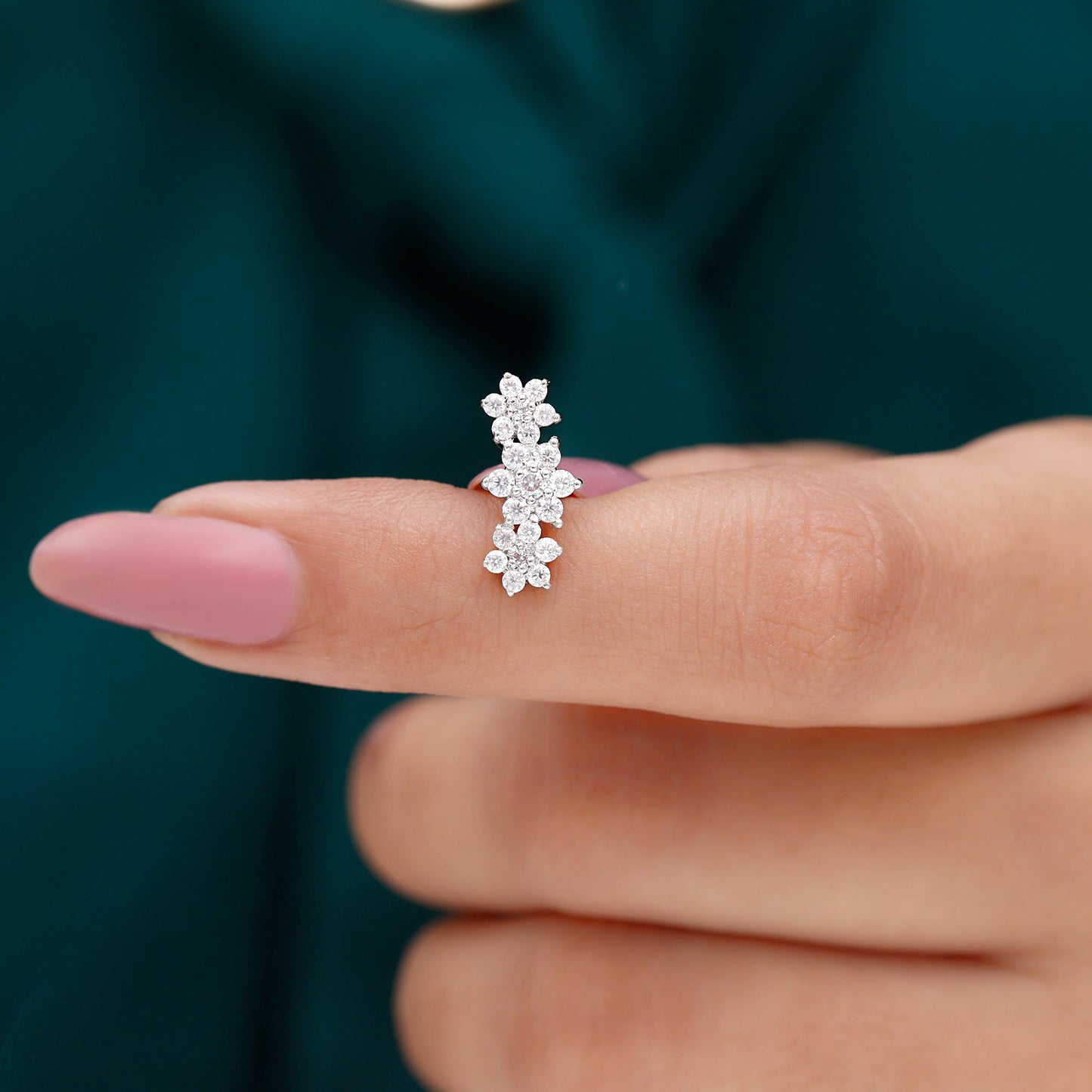 Certified Moissanite Flower Stud Earrings for Women