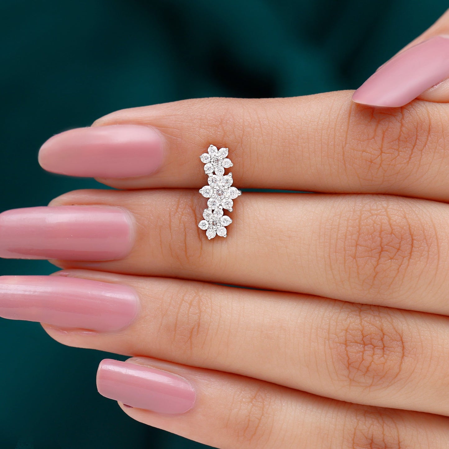 Certified Moissanite Flower Stud Earrings for Women